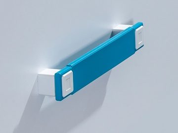Feldmann-Wohnen Stauraumschrank Trafiko (1-türig, mit 3 Einlegeböden dahinter, unten 1 Schublade, 1-St., Farbapplikation wahlweise in blau, grau oder pink) 45cm weiß Farbapplikation wählbar 1-türig mit 1 Schublade