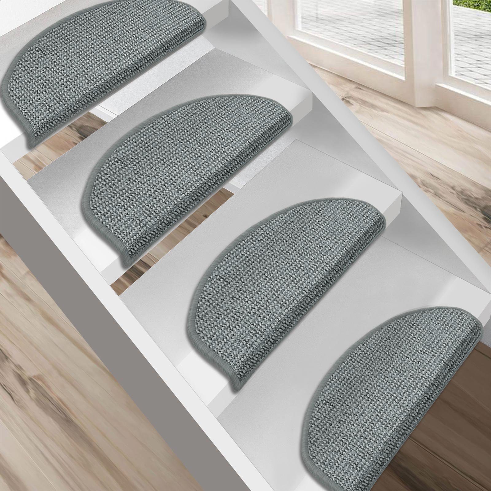 Karat Stufenmatte Santorini, Treppenschoner, modernes Design, 2 Varianten, Treppenschutz, Halbrund, Höhe: 7.5 mm