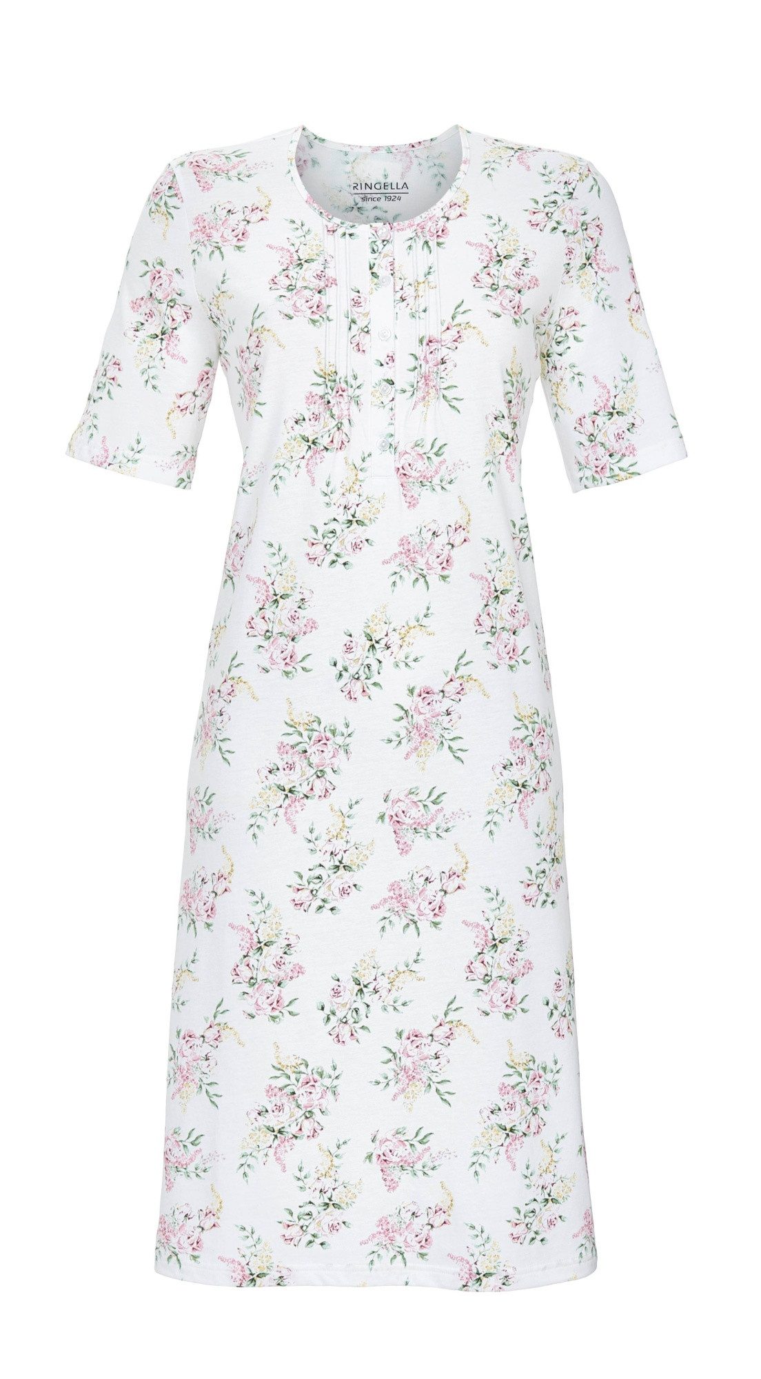 Ringella Nachthemd im Blumen-Allover mit Knopfleiste und Biesen Feiner Blumendruck