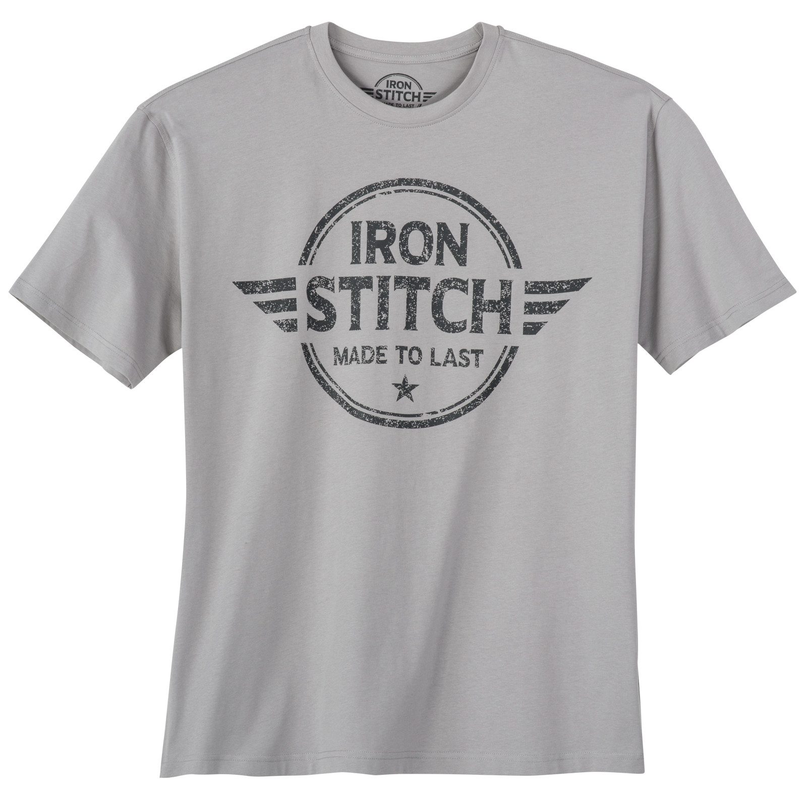 Iron Stitch Print-Shirt Iron Stitch Übergrößen T-Shirt grau Logoprint
