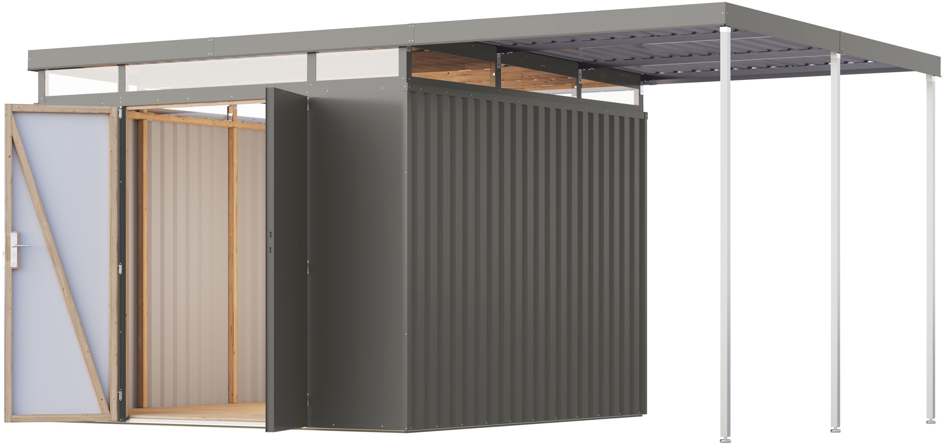 Karibu Gerätehaus Titanium 3,5 SET mit Anbaudach, BxT: 497x292 cm, Made in Germany