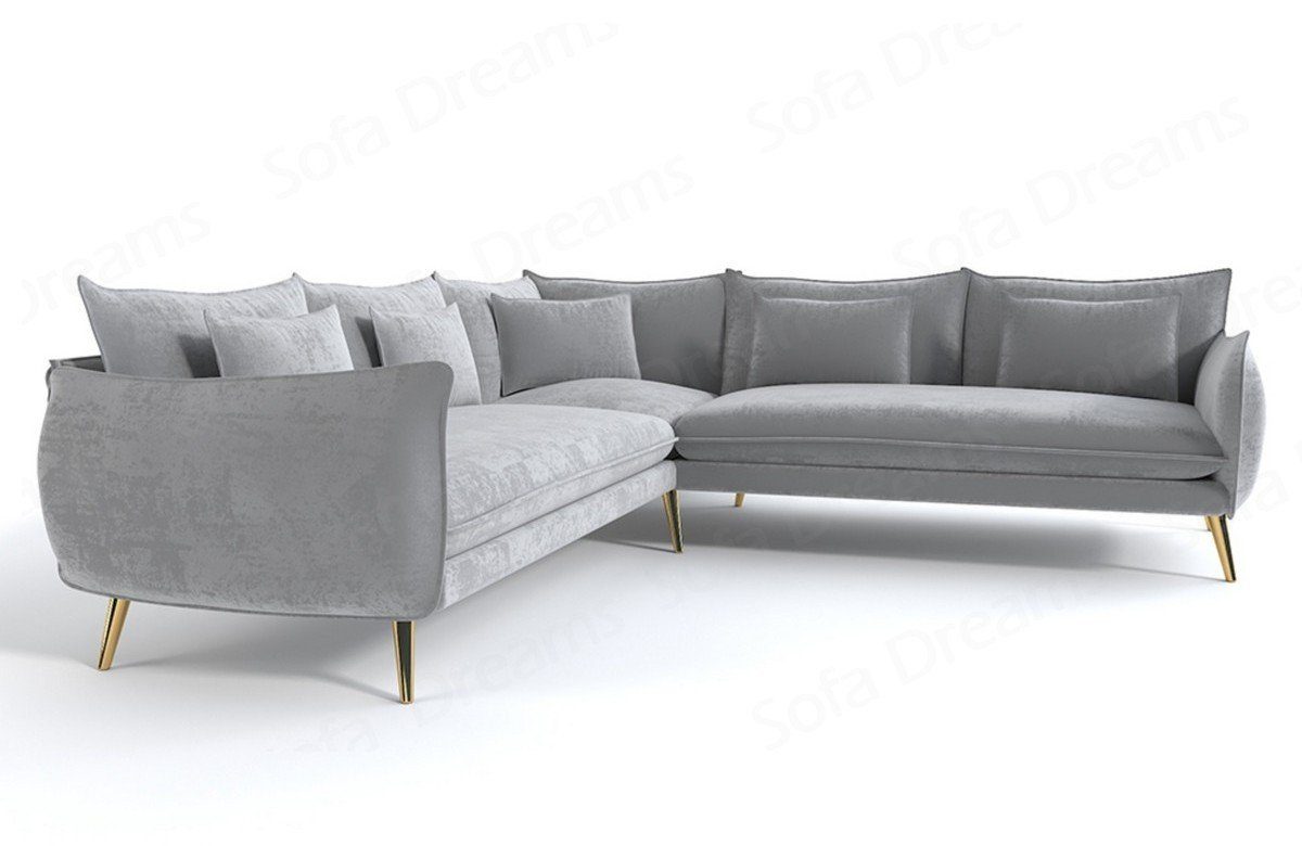 Stoff Fuerteventura Samt Ecksofa hellgrau84-gold Polster Loungesofa Dreams Sofa Sofa Form L Stoffsofa,