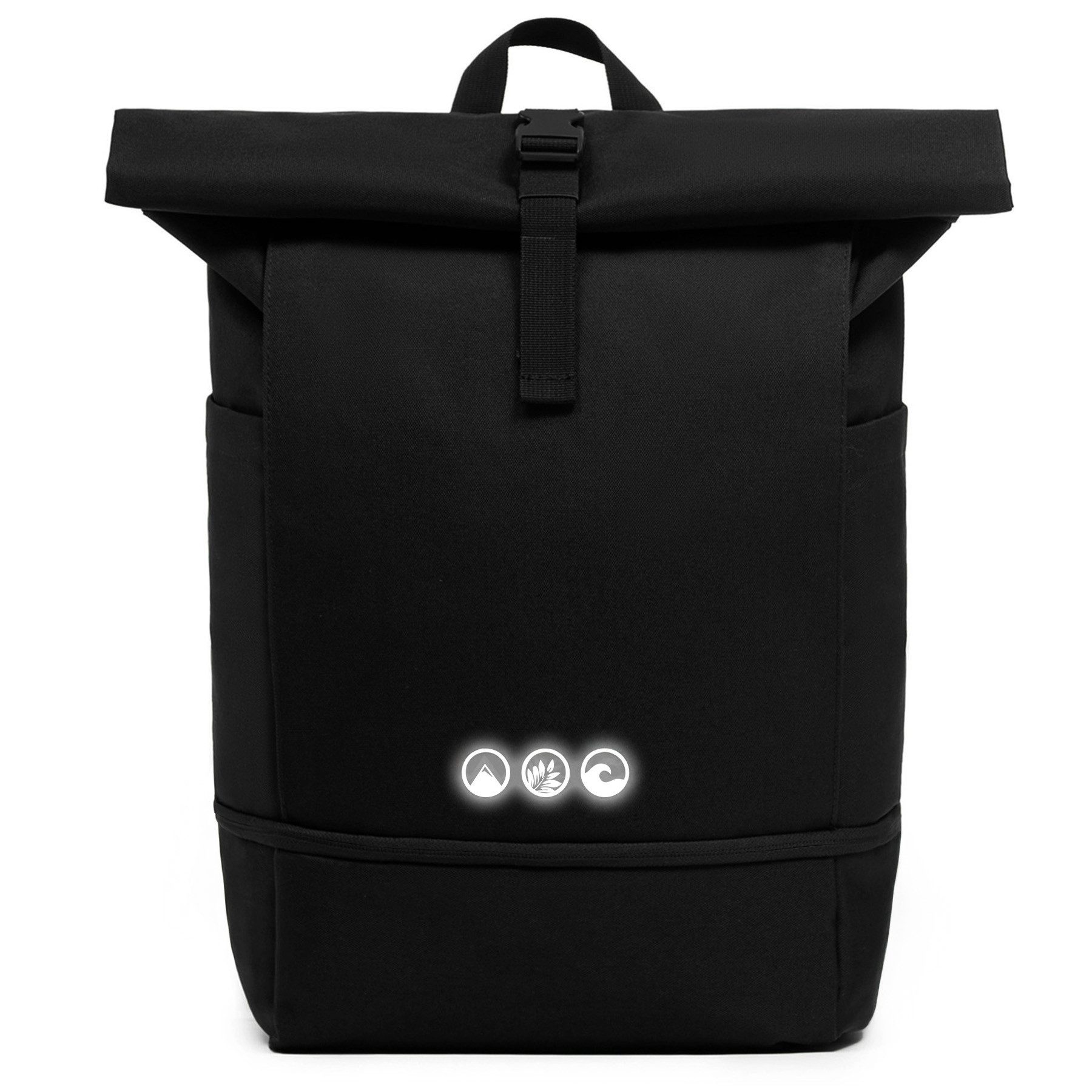 SONS OF ALOHA Rucksack XL Rolltop Rucksack Sporttasche 15 Zoll Reflective mit Schuhfach 25l, XL Tagesrucksack Laptopfach aus recyceltem Plastik, Sport-Tasche