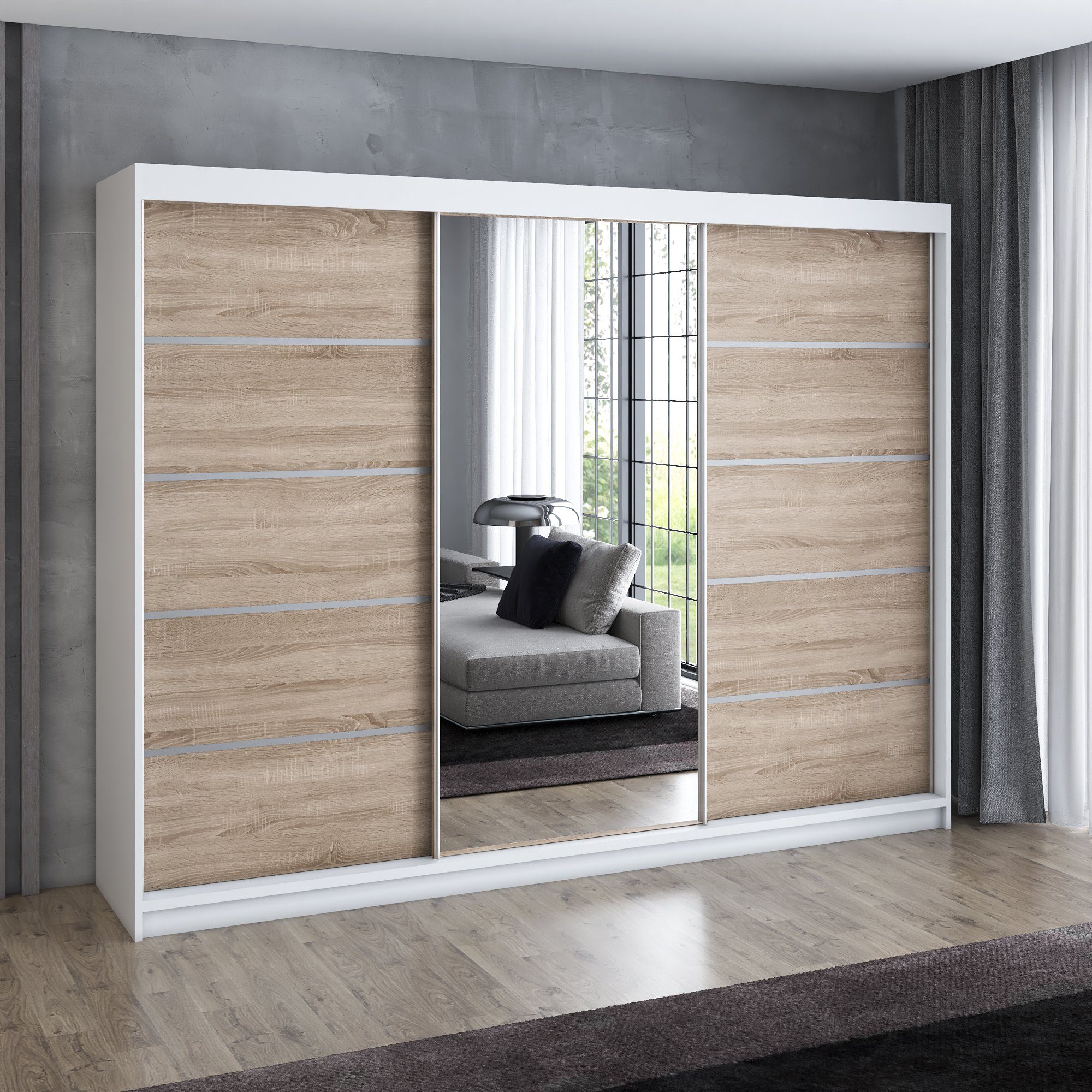 A&J MöbelLand GmbH Schiebetürenschrank VILUNO 1 mit 4 Schubladen und Spiege günstig online kaufen