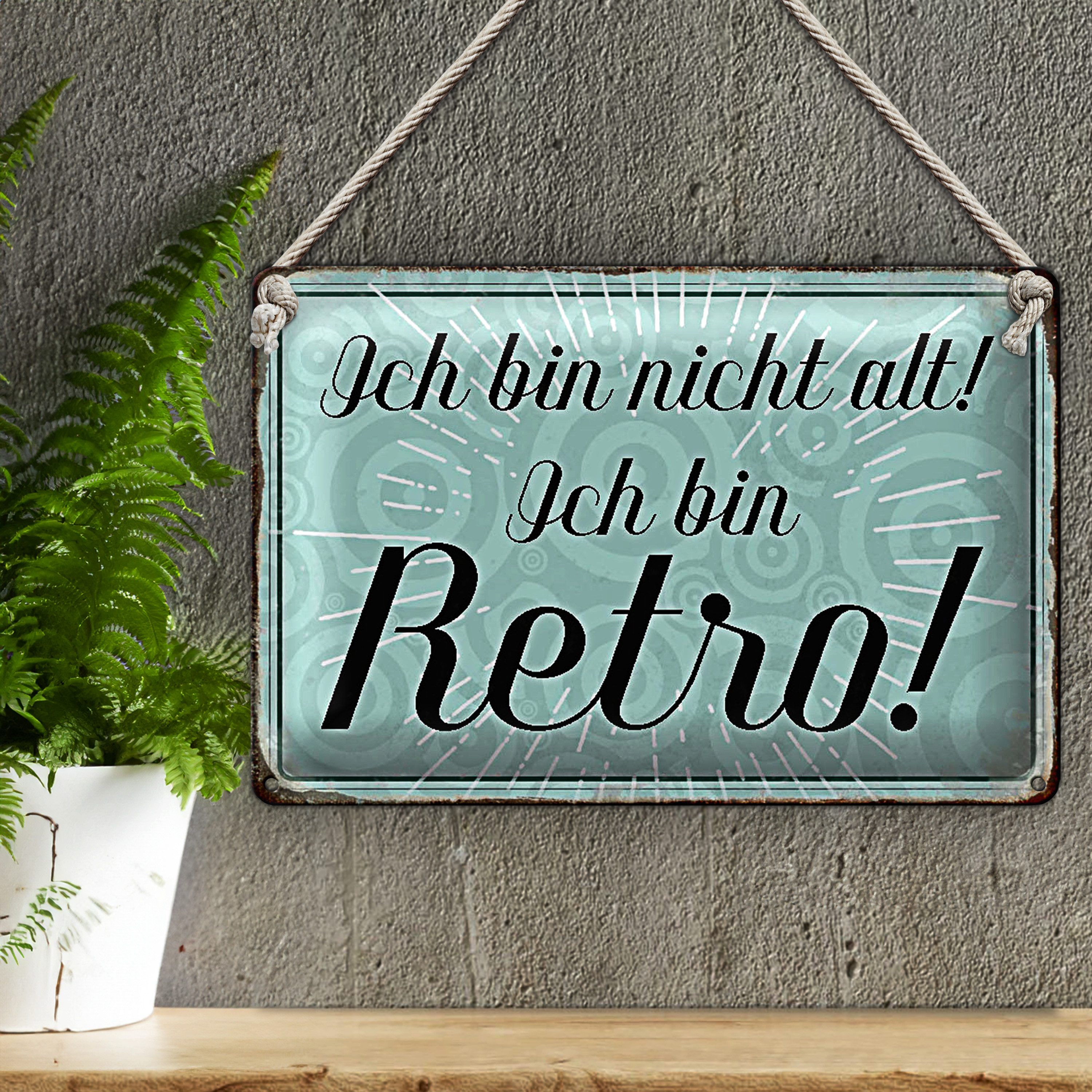 Roomando Metallschild Blechschild Spruch 30x20cm ich bin nicht alt ich bin Retro