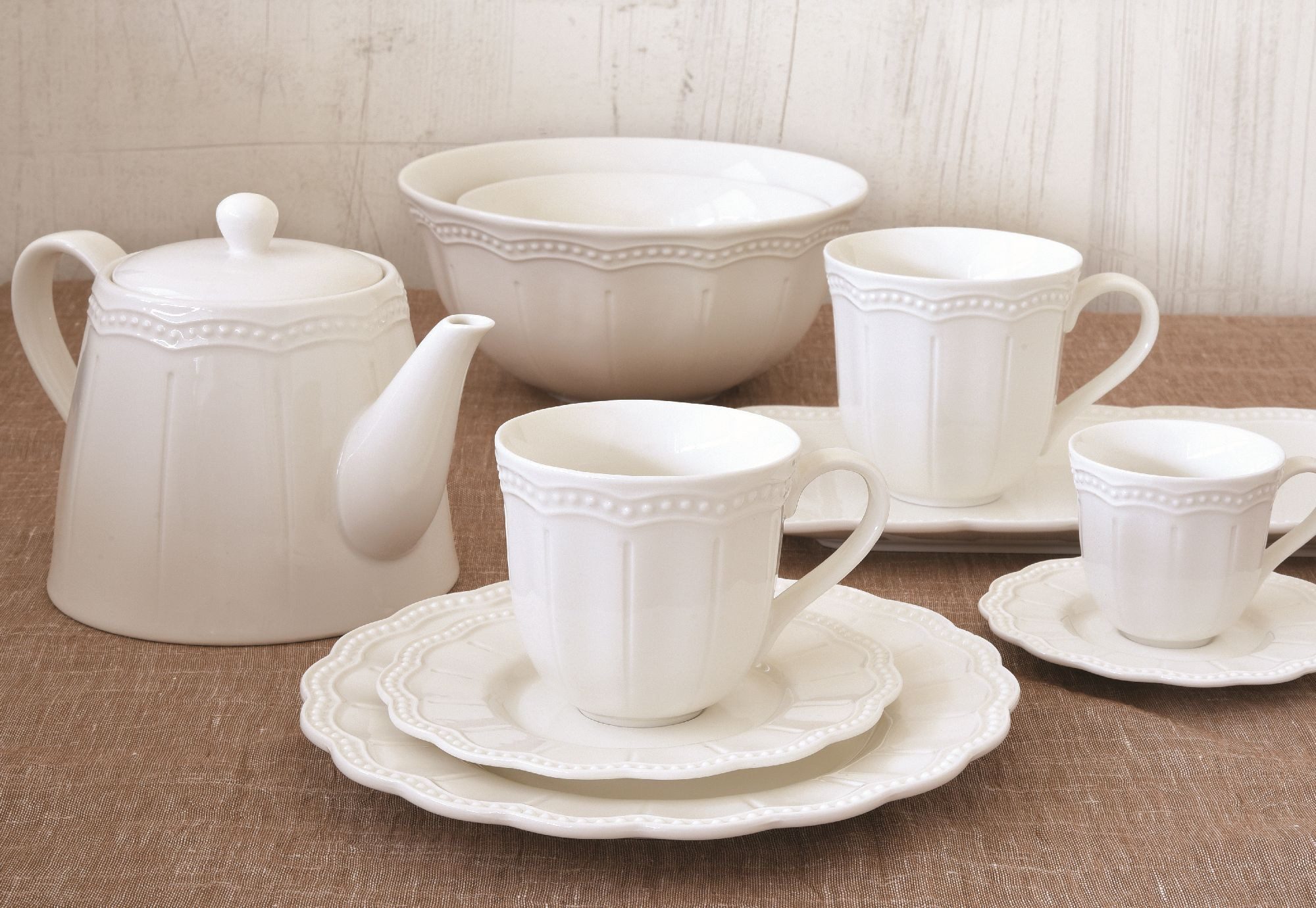 EasyLife Kuchenteller Elite, Spülmaschinengeeignet, Weiß, Motiv: Wellen