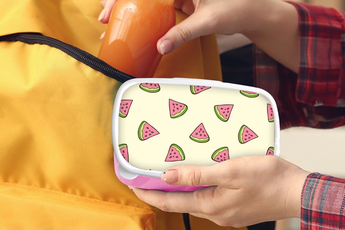Erwachsene, rosa Kinder, Kunststoff - Wassermelone, Snackbox, MuchoWow Lunchbox Design Muster Mädchen, Kunststoff, - (2-tlg), Brotbox Brotdose für