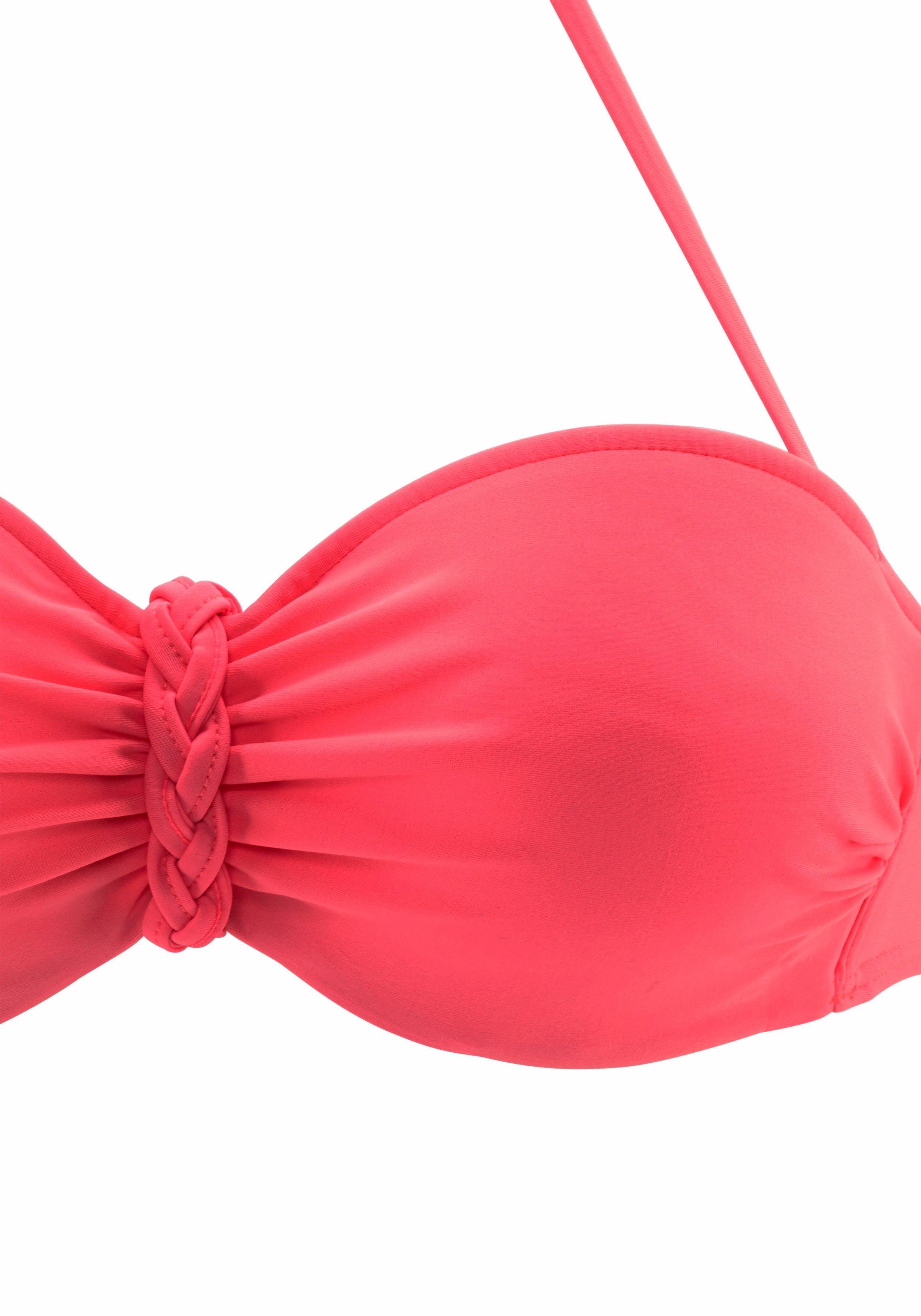 Buffalo Bügel-Bandeau-Bikini trendiger Look, mit abnehmbaren Trägern, mit geflochtenen Details