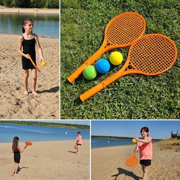 alldoro Tennisschläger 63109, Softball-Tennis für Kinder, 2 orange Schläger + 3 Softbälle