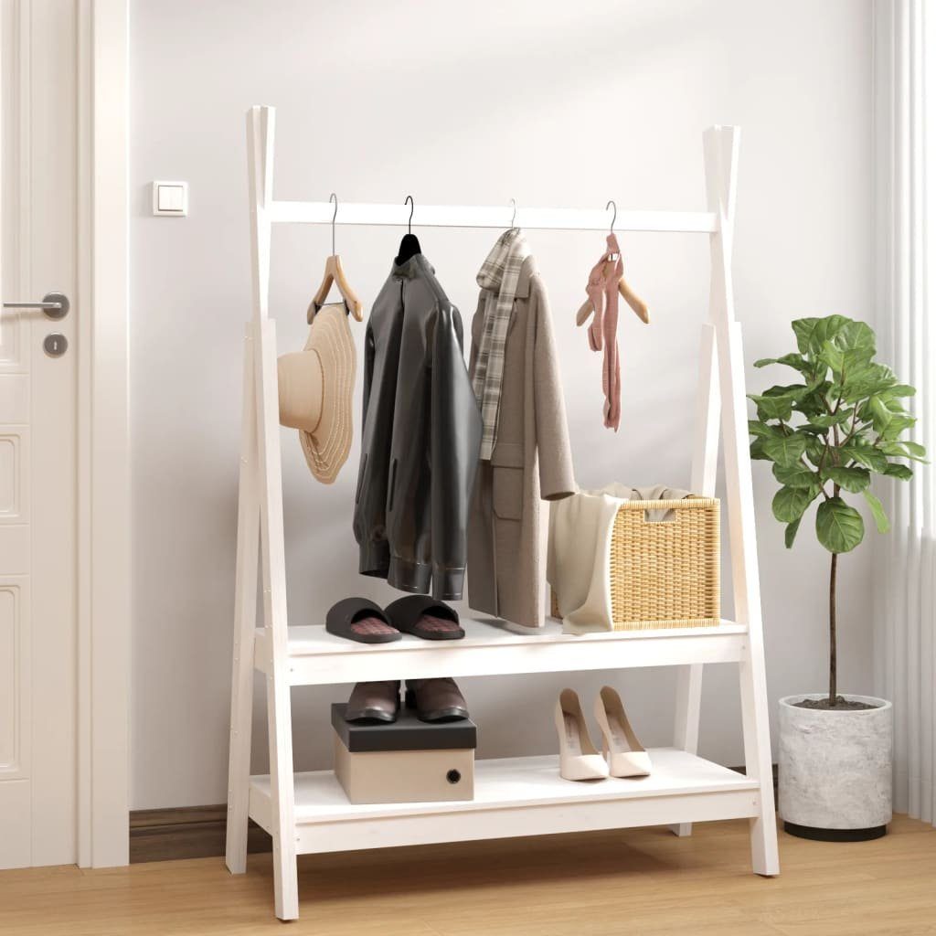 furnicato Kleiderständer Weiß 100x45,5x150 cm Massivholz günstig online kaufen