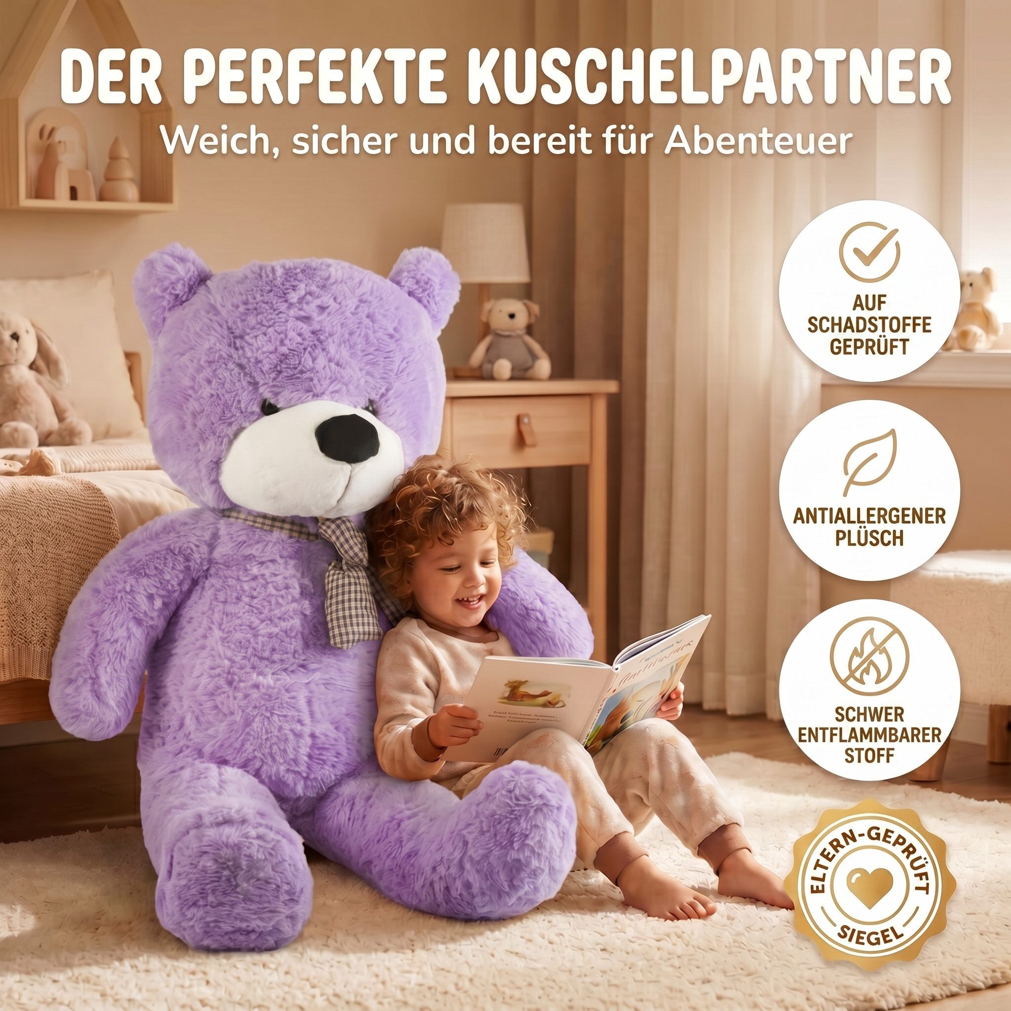 Feluna Kuscheltier FELUNA XXL Riesen Kuschelbär Plüsch 120 cm – Weicher Plüsch Bär Kinder (Kuscheltier)