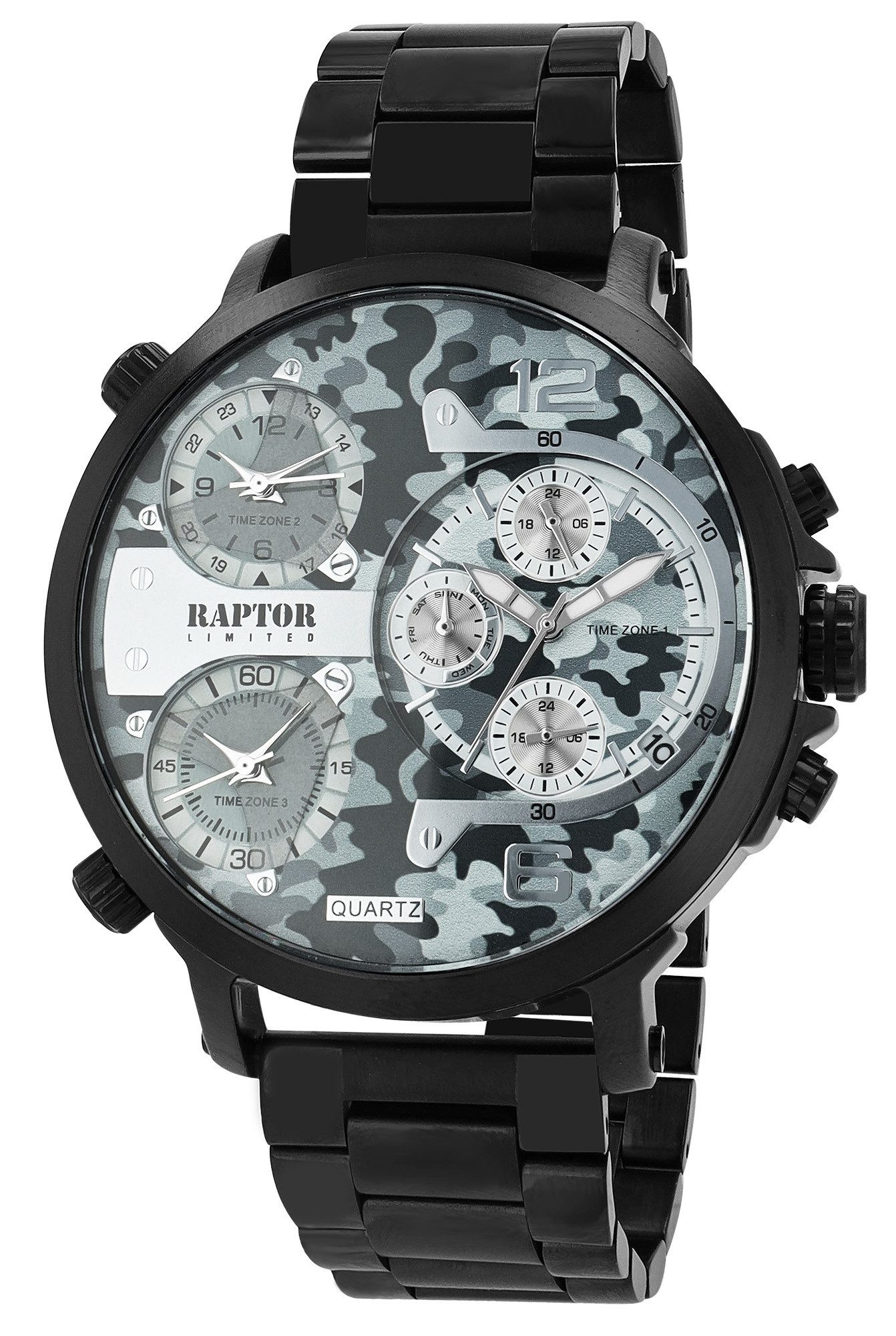 Raptor Limited Quarzuhr Maximus RAPTOR LIMITED Herrenuhr "Maximus" mit Edelstahlarmband