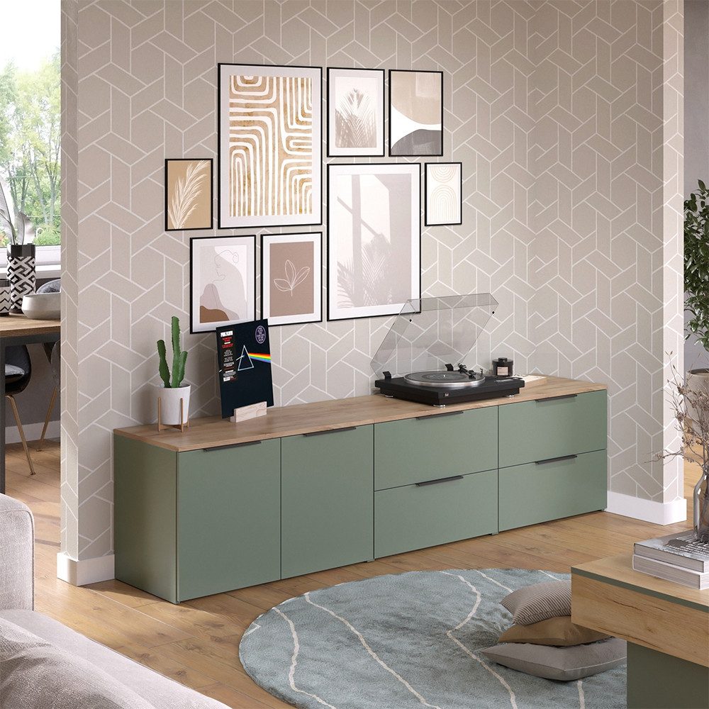 Vicco Wohnwand Wido, Grün/Sonoma, 3 Teile, (2-St)