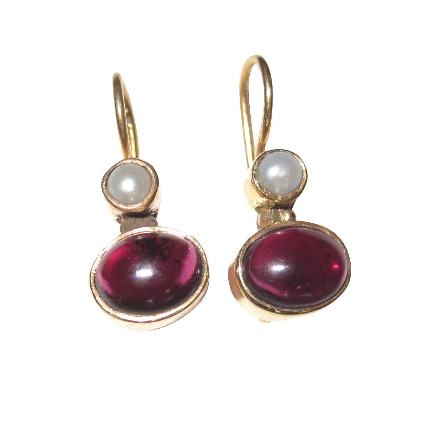 Paar Ohrhänger Puccini Granat Süßwasserperle zeitlos Klassiker Konfirmation