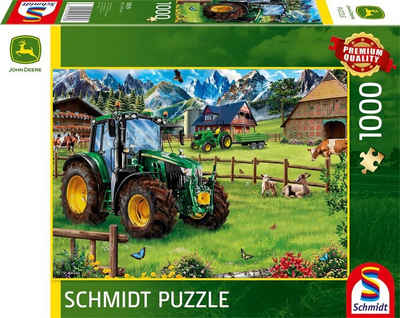 Schmidt Spiele Puzzle Alpenvorland mit Traktor: John Deere 6120M, 1000 Puzzleteile