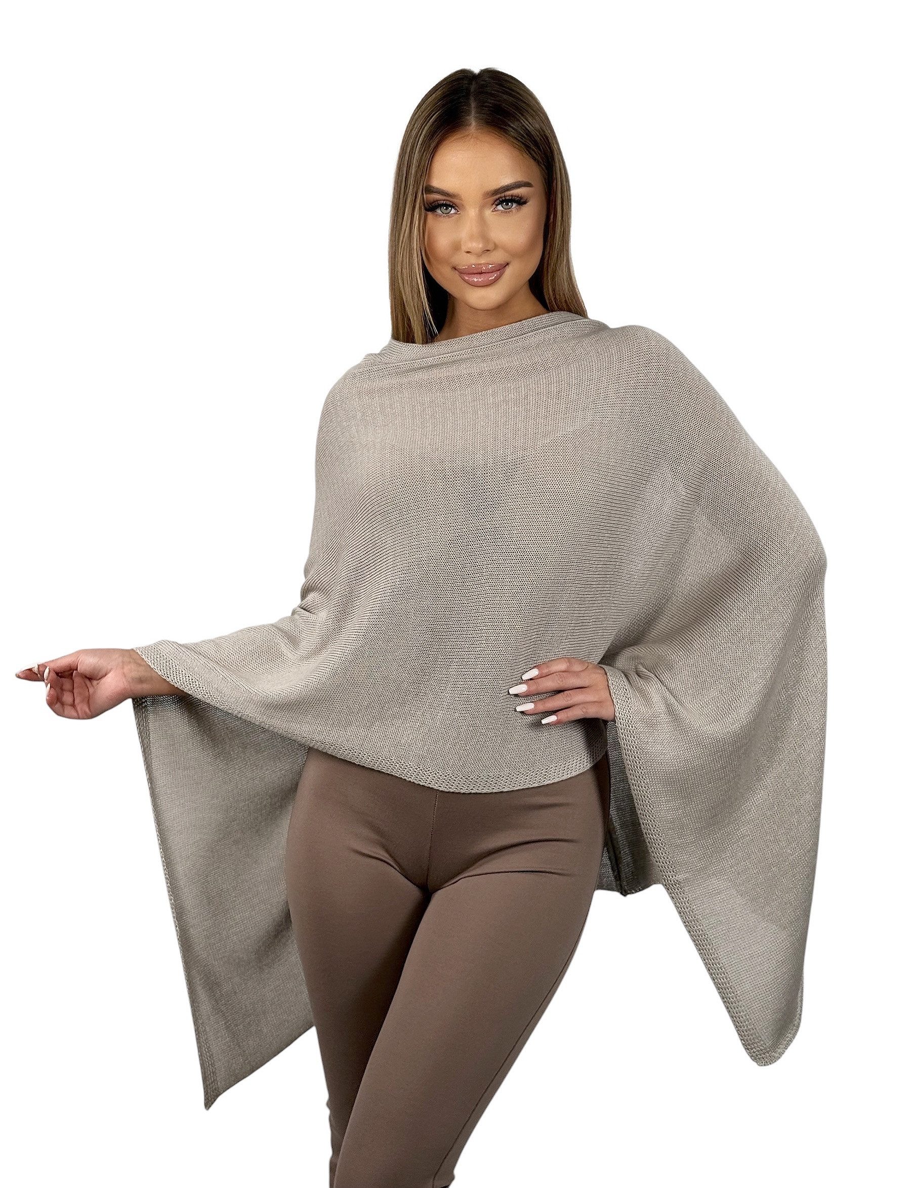 Mississhop Strickponcho Damen Poncho Cape Überwurf günstig online kaufen
