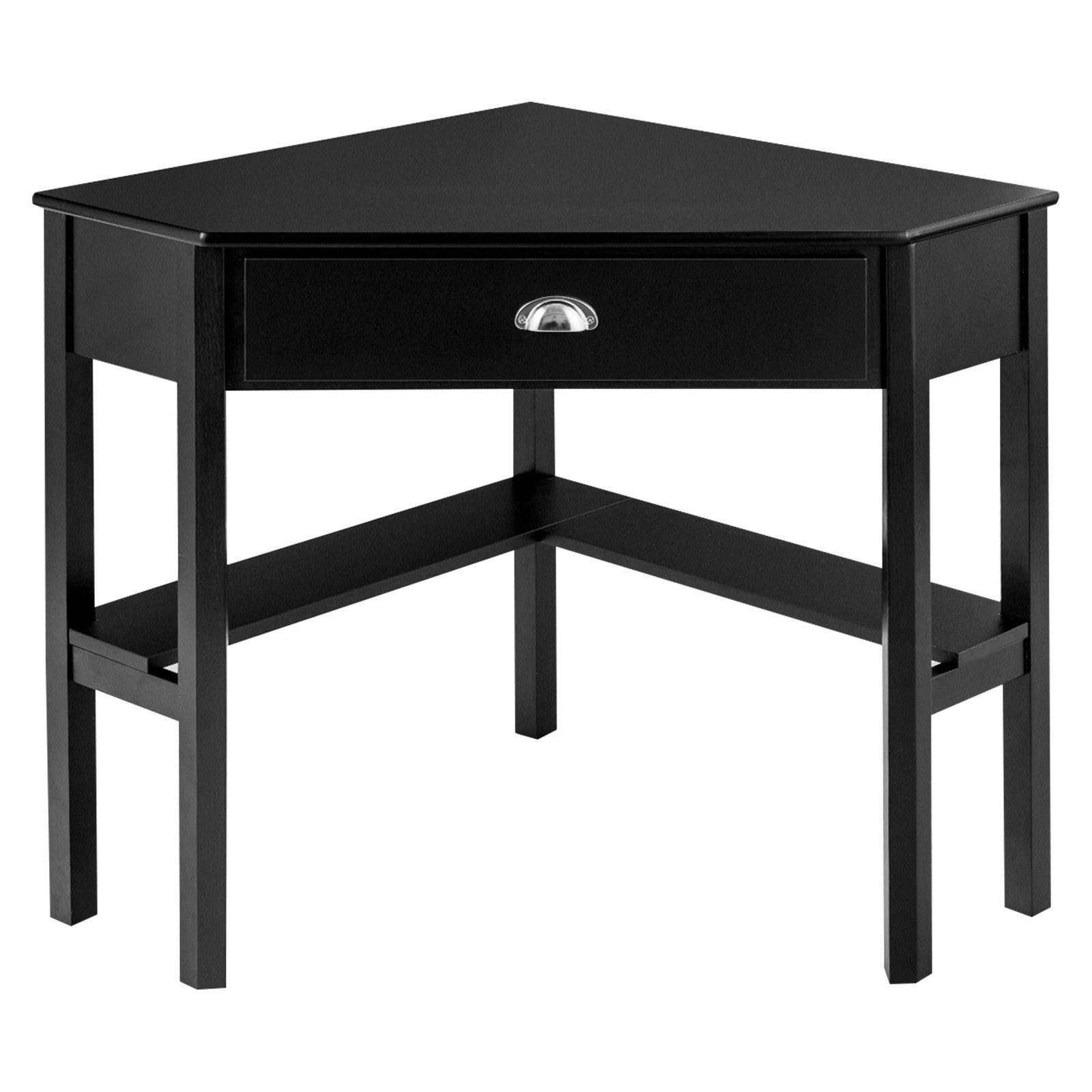 COSTWAY Eckschreibtisch, mit Schublade & 2 Ablagen, Holz, 75 x 75 x 76 cm