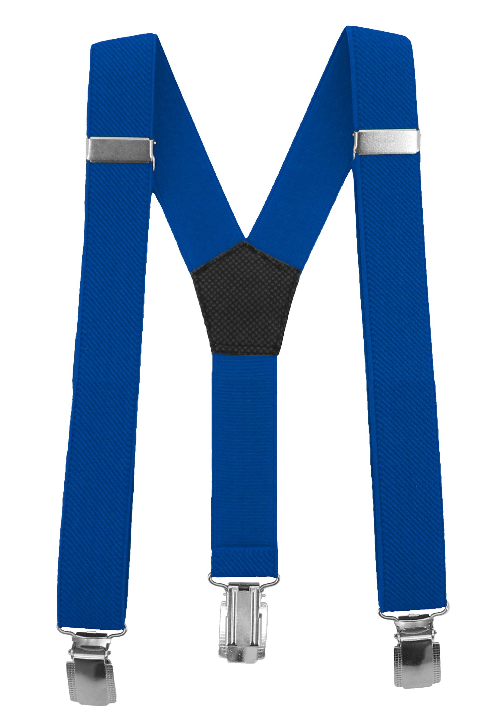 Fabio Farini Hosenträger Schmales Y-Design mit 2,5cm Breite verstellbar mit extra starken Clipverschluss, Royalblau