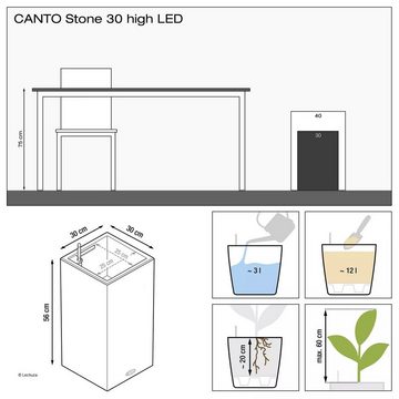 Lechuza® Pflanzkübel Pflanzsäule Canto Stone 30 high LED steingrau (Komplettset)