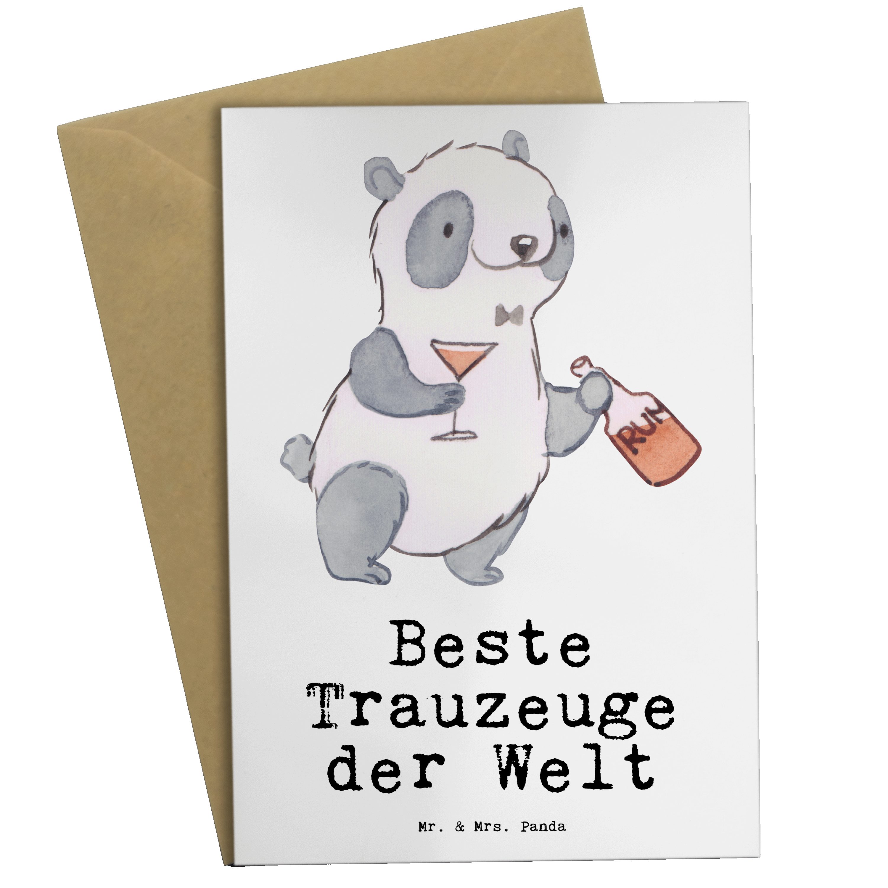 Mr. & Mrs. Panda Grußkarte Panda Bester Trauzeuge der Welt - Weiß - Geschenk, Heirat, Glückwunsc