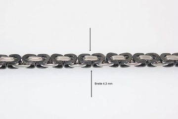 ELLAWIL Königsketten-Set Bikerkette und Bikerarmband Herren Panzerketten-Set Schwarz Silber (Kettenlänge 54 cm, Armbandlänge 22 cm, Breite 4,3 mm, Edelstahl), inklusive Geschenkschachtel