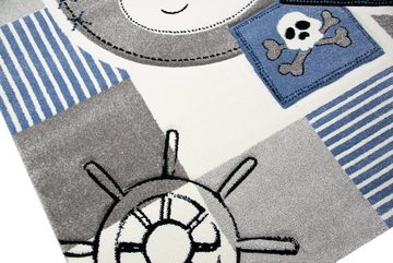 Kinderteppich Kinderteppich Spielteppich Teppich Kinderzimmer Babyteppich Pirat Affe in Blau, Teppich-Traum, Rund, Höhe: 13 mm