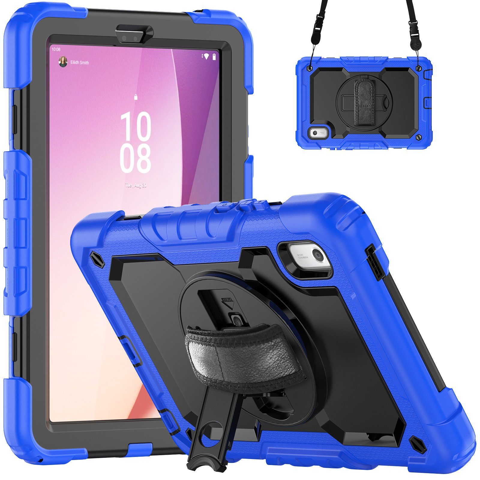 Lobwerk Tablet-Hülle 4in1 Hülle für Lenovo Tab M9 TB-310FU 2023 9 Zoll +Tragegurt, Sturzdämpfung, Aufstellfunktion, Outdoor