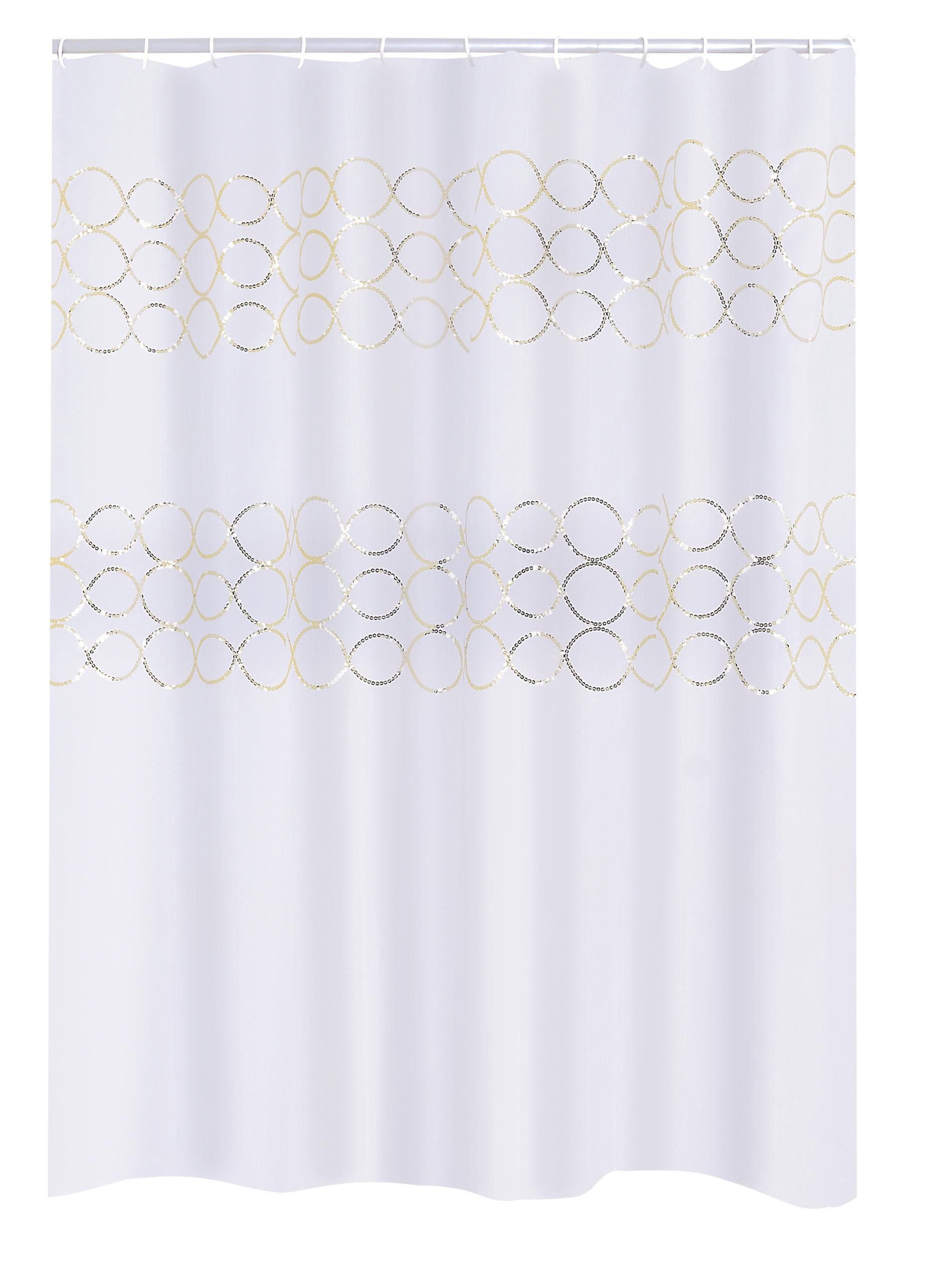 Ridder Duschvorhang Paillette Weiß-gold Breite 180 günstig online kaufen