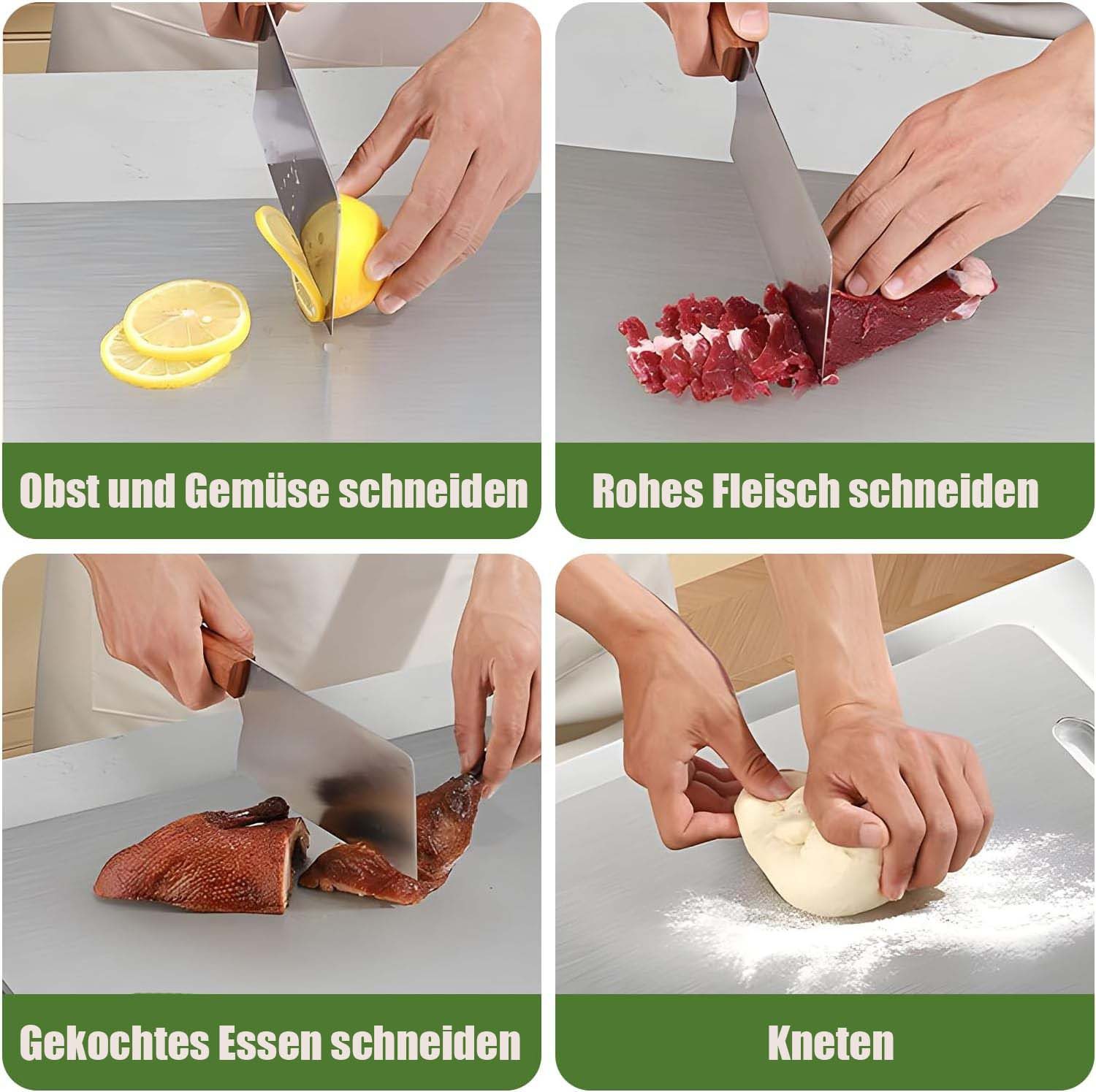 Diwzbyn Schneidebrett 3st Edelstahl itanium Schneidebrett Doppelseitig, (3-St) – Bild 5 von 5