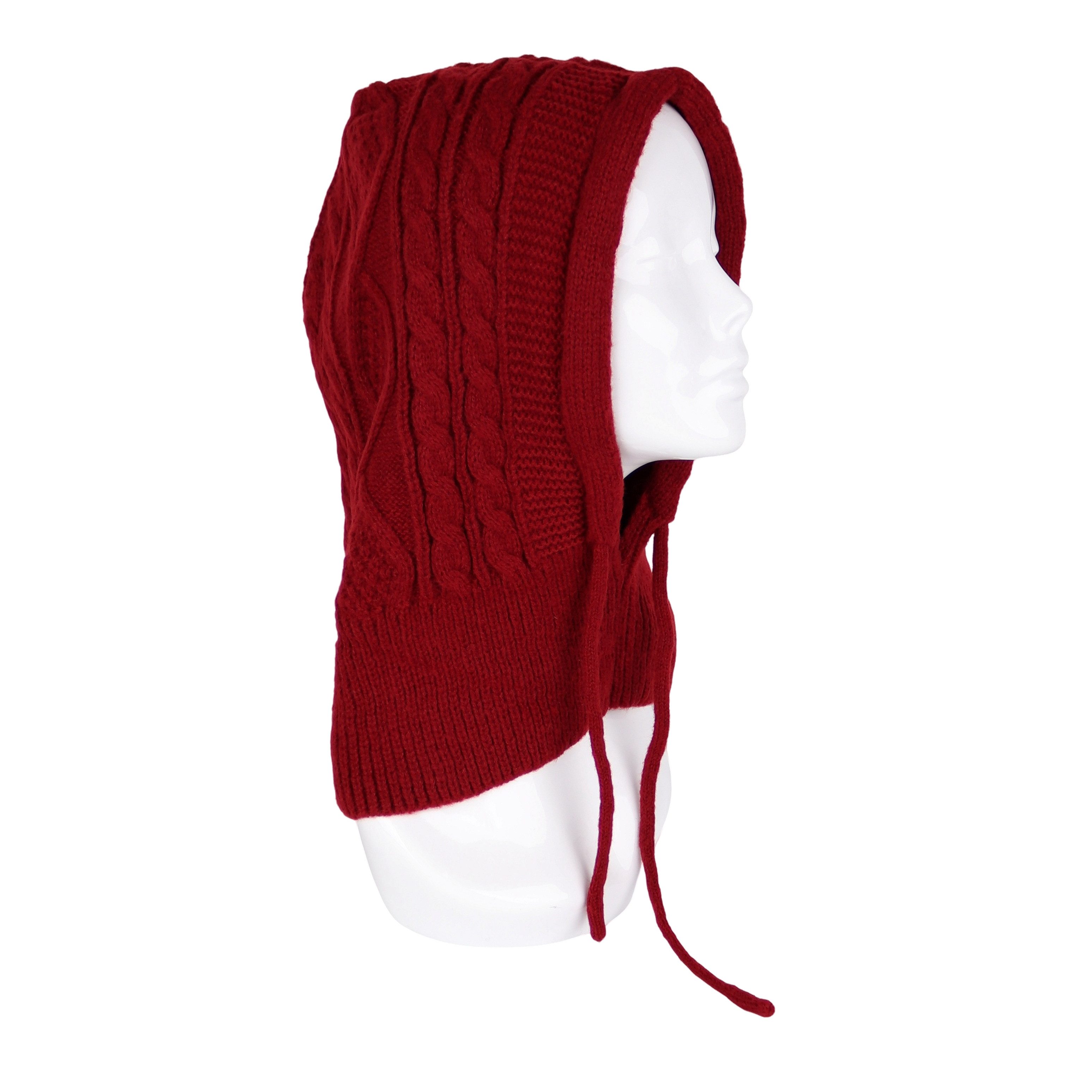 MIRROSI Strickmütze Damen BALACLAVA mit Zopfmuster oder Unifarben Wintermüt günstig online kaufen