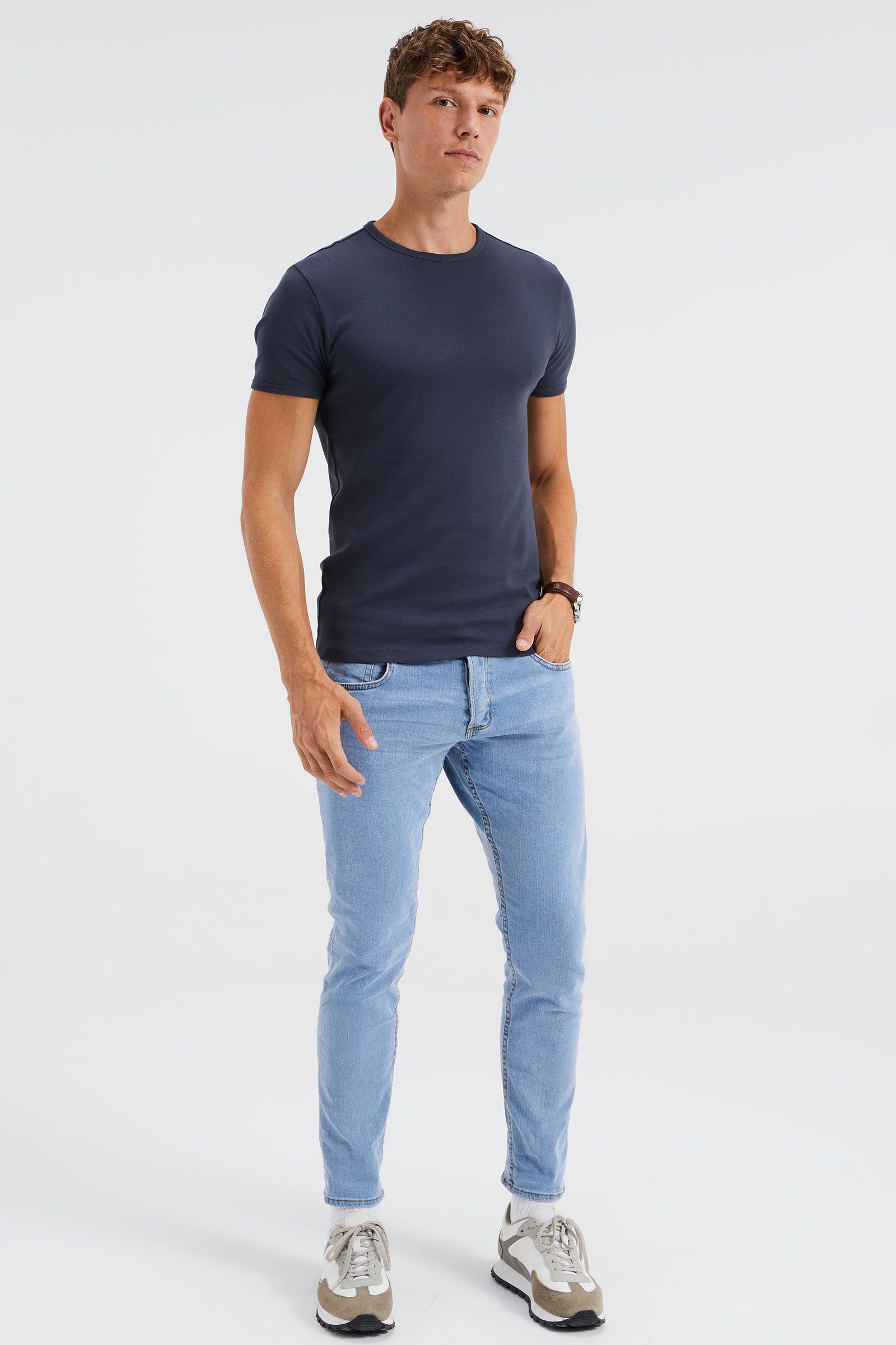 WE Fashion T-Shirt Marineblau (1-tlg)