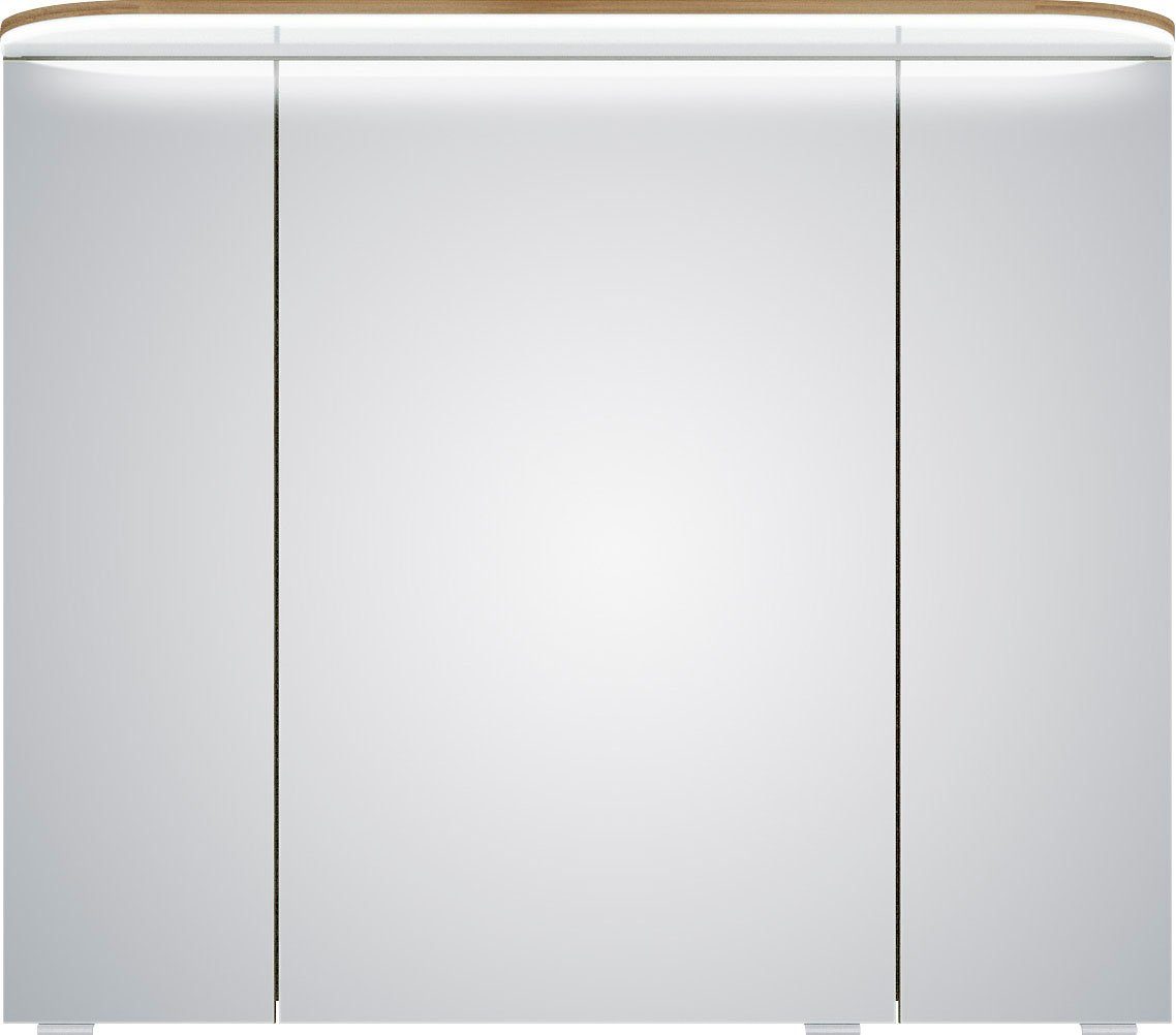 Saphir Spiegelschrank Balto Sprint Badschrank mit LED-Lichtkranz, 85,2 cm breit, 3 Türen Schalter-/ Steckdosenkombination, inkl. Türdämpfer, 693LM, 12V LED