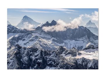 wandmotiv24 Leinwandbild Bergpanorama, Schnee, Alpen, Gebirge, Landschaft (1 St), Wandbild, Wanddeko, Leinwandbilder in versch. Größen
