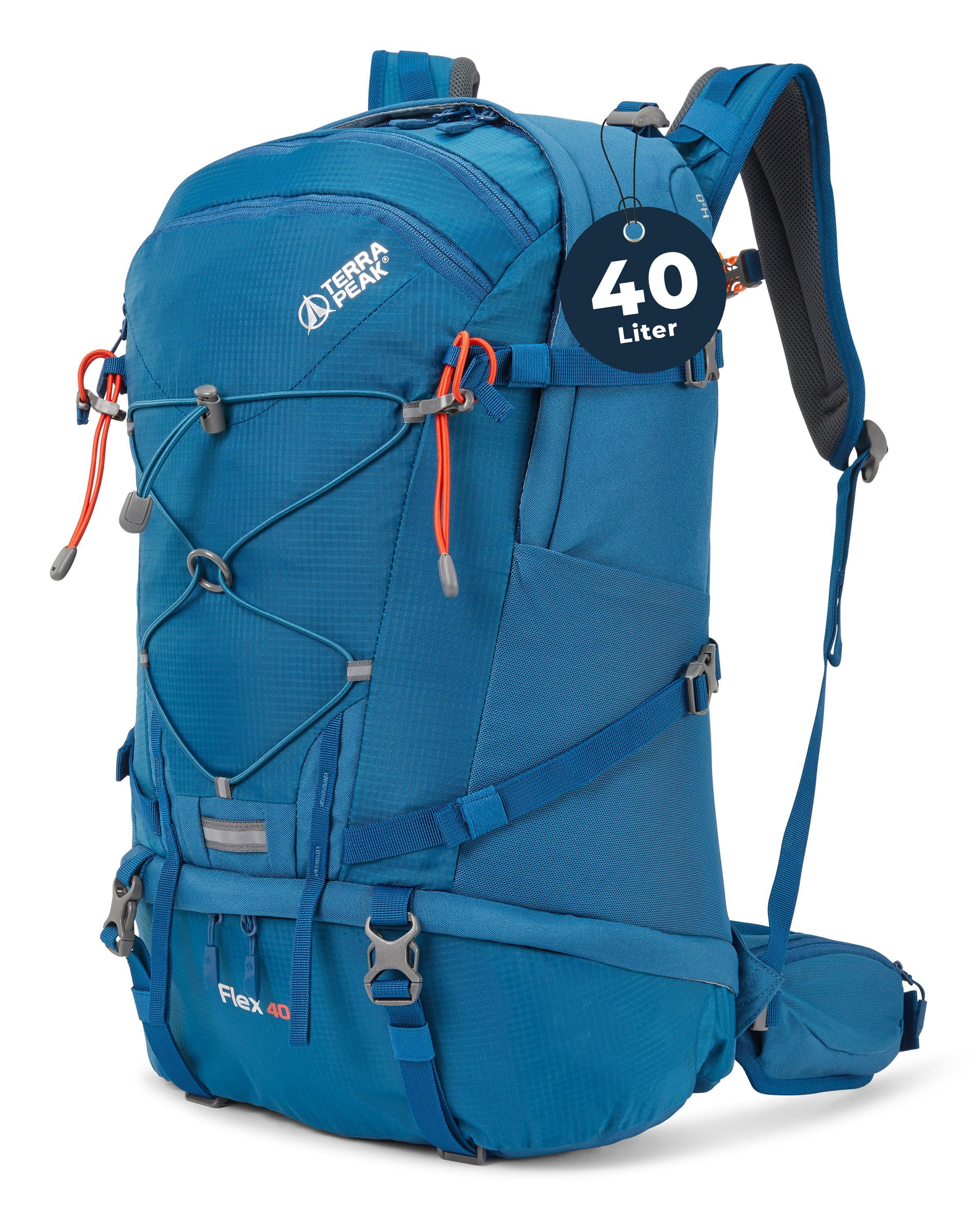 Terra Peak Wanderrucksack Flex 40, Wanderrucksack 40L mit YKK Reißverschluss & Halterung für Trinksystem