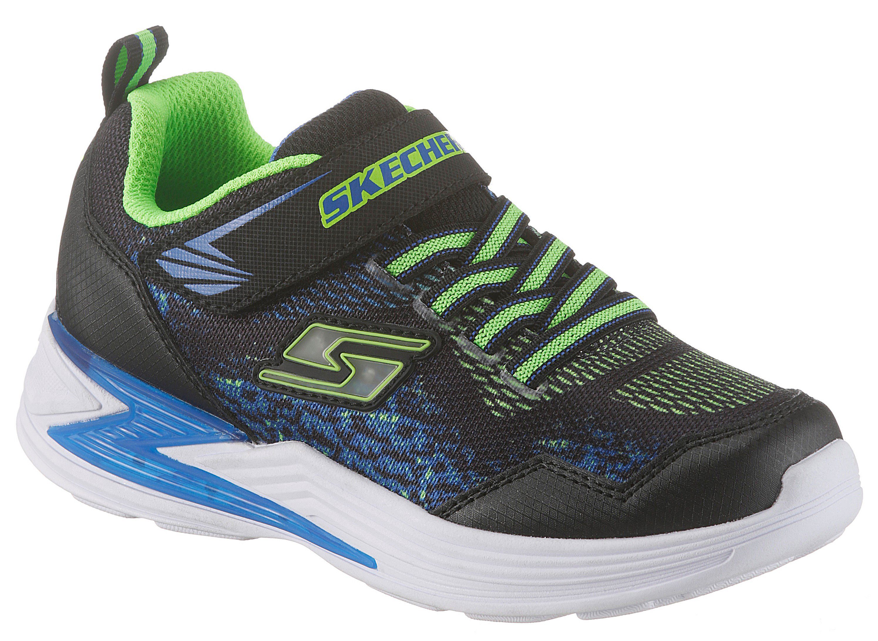 Skechers Kids Erupters mit III Blinkschuh Klettverschluss und Gummiband schwarz-grün-blau Sneaker