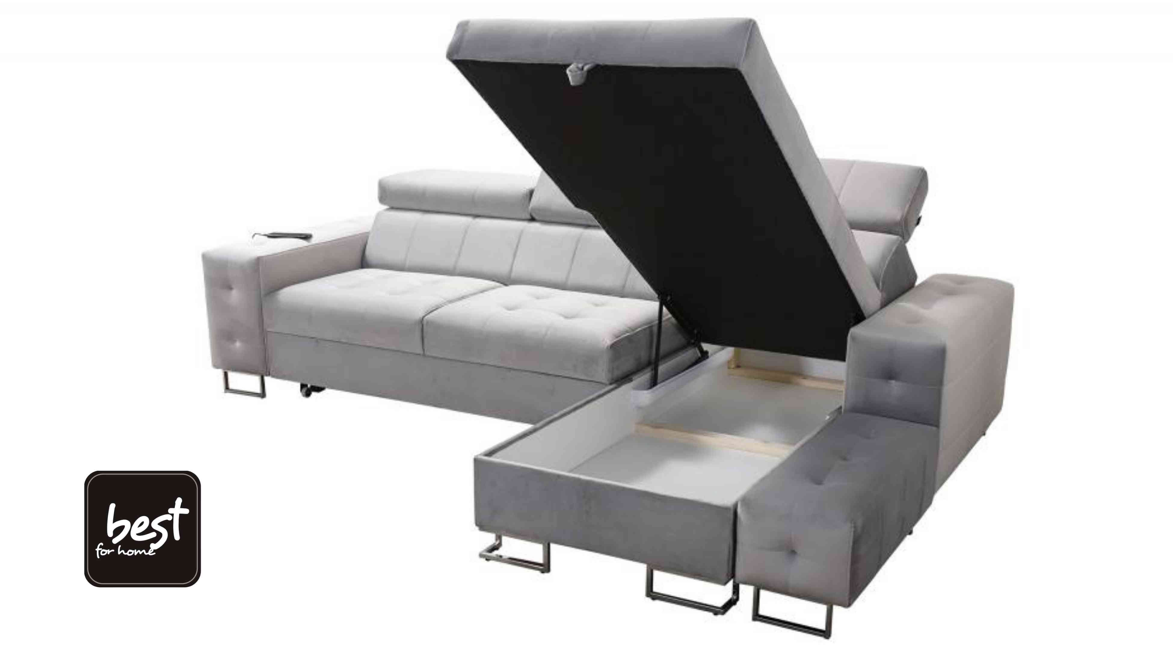 Best for Home Ecksofa Ecksofa mit Schlaffunktion und großem Staufach – Modern & Komfortabel, Schlaffunktion