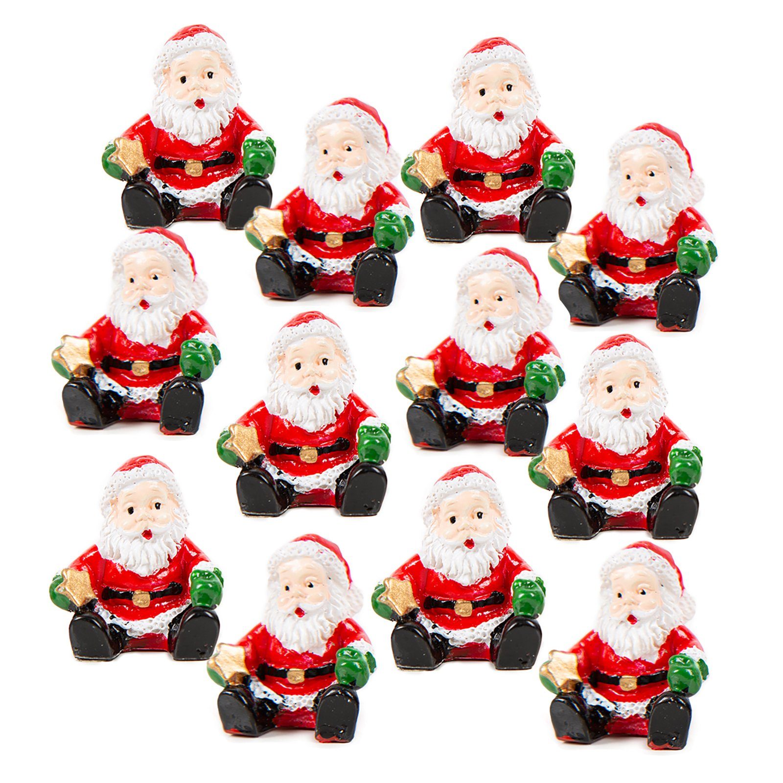 Logbuch-Verlag Weihnachtsfigur 12 Weihnachtsmänner mit Stern Weihnachten 3 cm (Set, 12 St), mini Nikolaus Figuren