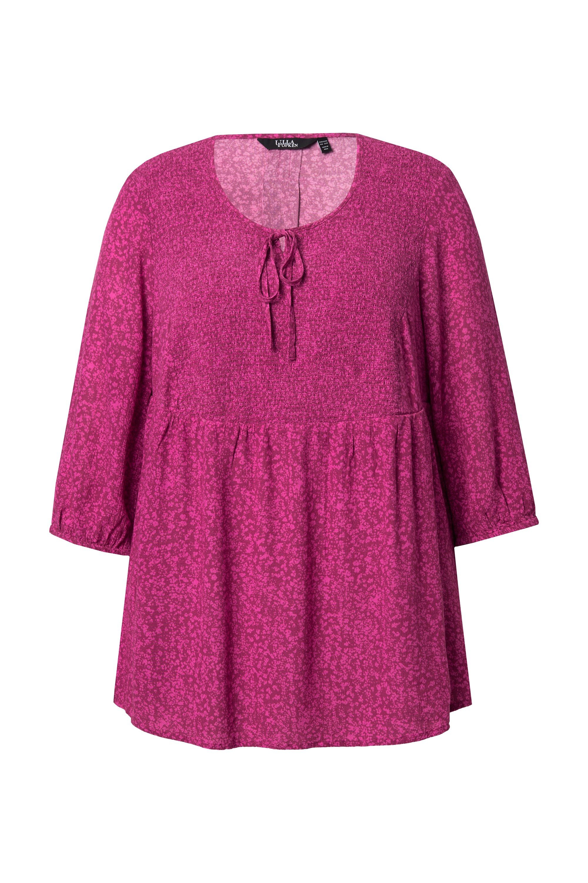 Ulla Popken Druckbluse Smokbluse Punkte A-Linie Rundhals 3/4-Arm günstig online kaufen