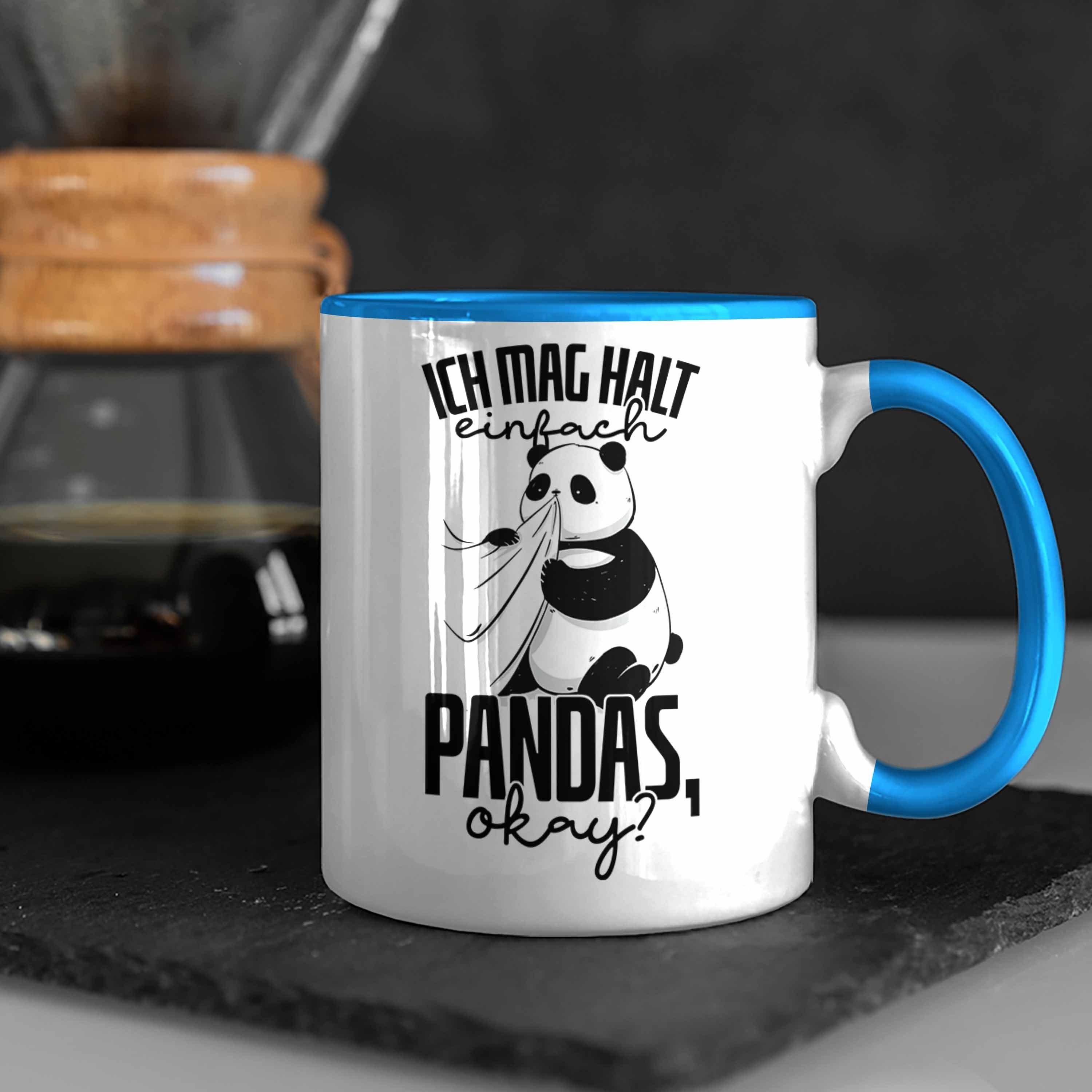 Trendation Tasse Lustige Tasse Panda-Motiv Blau Pa Panda Geschenk Geschenkidee Tierliebhaber