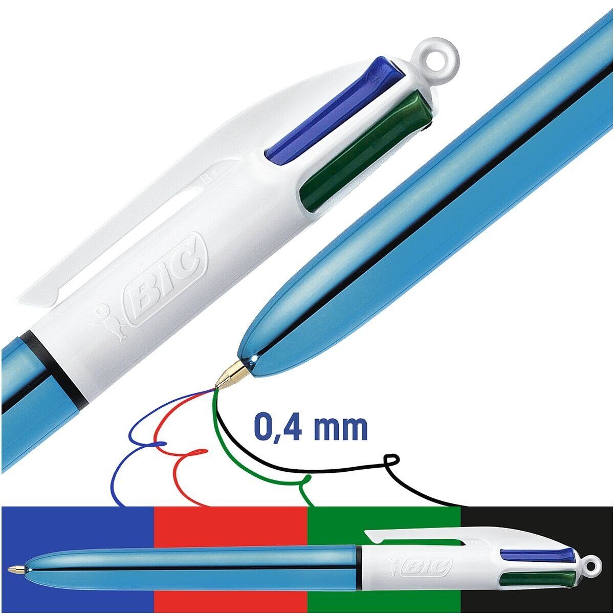 BIC Kugelschreiber 4 Colours Shine, 4 Farben in einem Stift blau