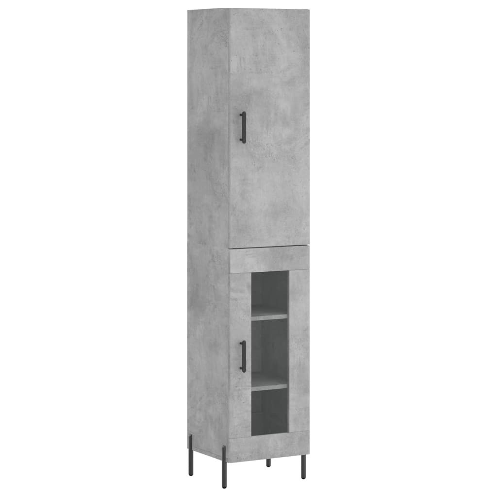 vidaXL Highboard Highboard Betongrau 34,5x34x180 cm Holzwerkstoff (1 St)