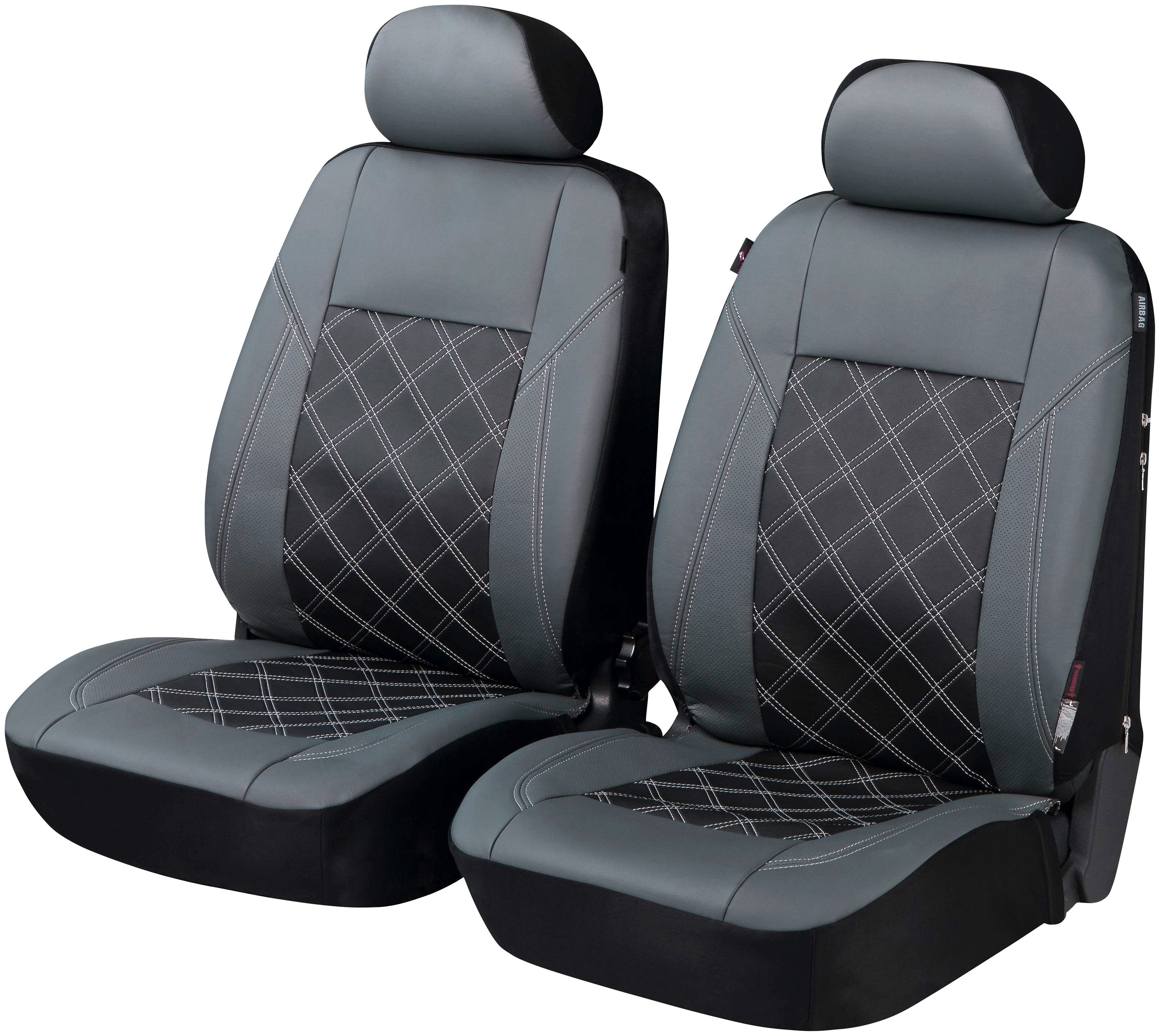 WALSER Autositzbezug ZIPP IT Deluxe Durham, Set, mit Reißverschluss-System,  Sitzflächen mit 10 mm Schaumstoff Kaschierung