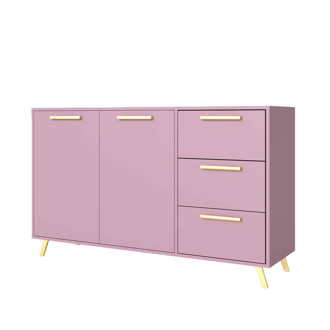 Masseno Kommode ELISE 140 cm Sideboard mit 3 Schubladen und 2 Türen Violet