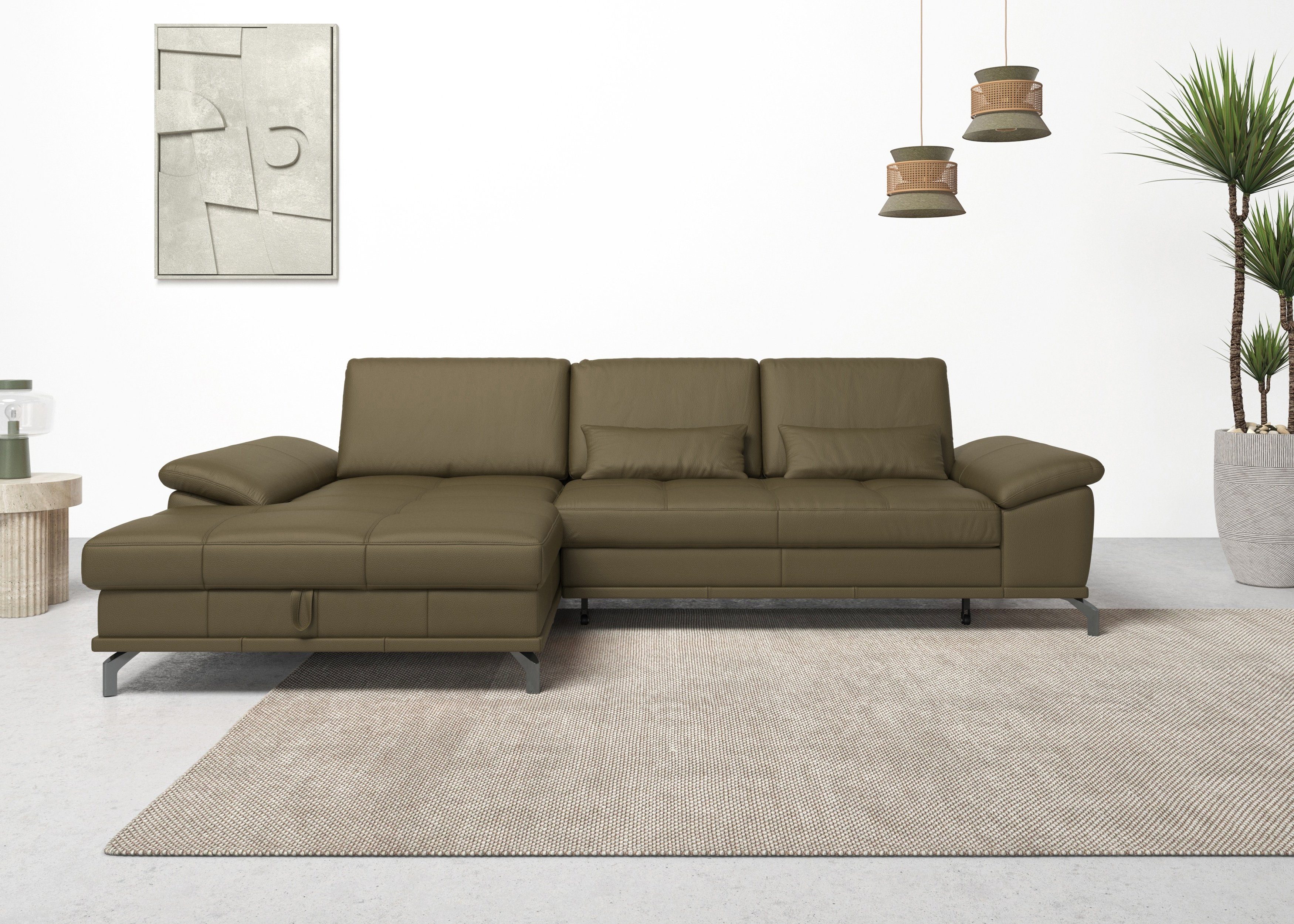 OTTO home Ecksofa Costello L-Form, B: 301 cm mit Sitztiefen-, Armteilverstellung &, 3 Nierenkissen, optional Bettfunktion & Bettkasten