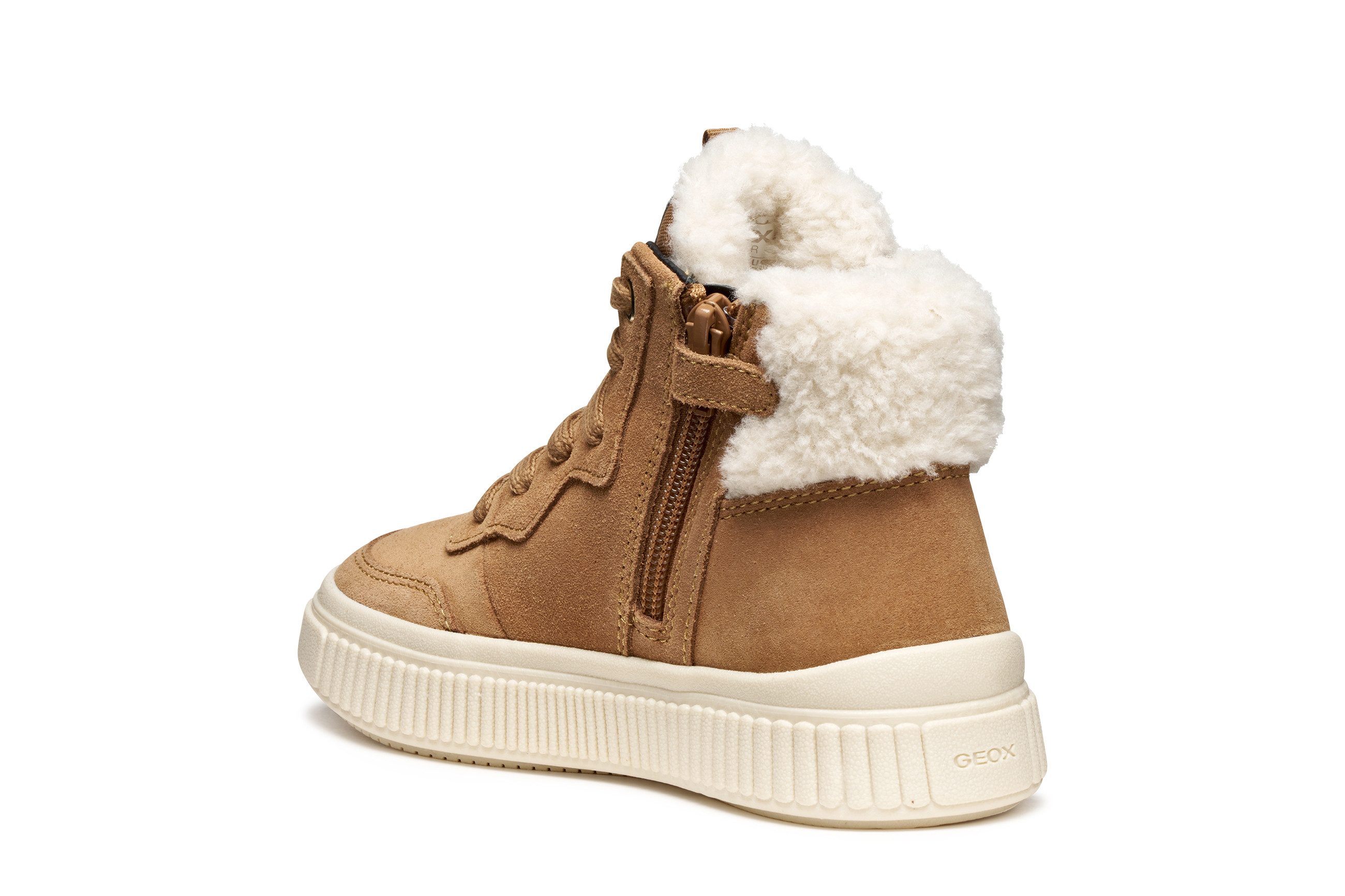 Geox J LAQUINNY GIRL WPF Winterboots Schnürboots mit Teddy-Fellimitatbesatz und Warmfutter