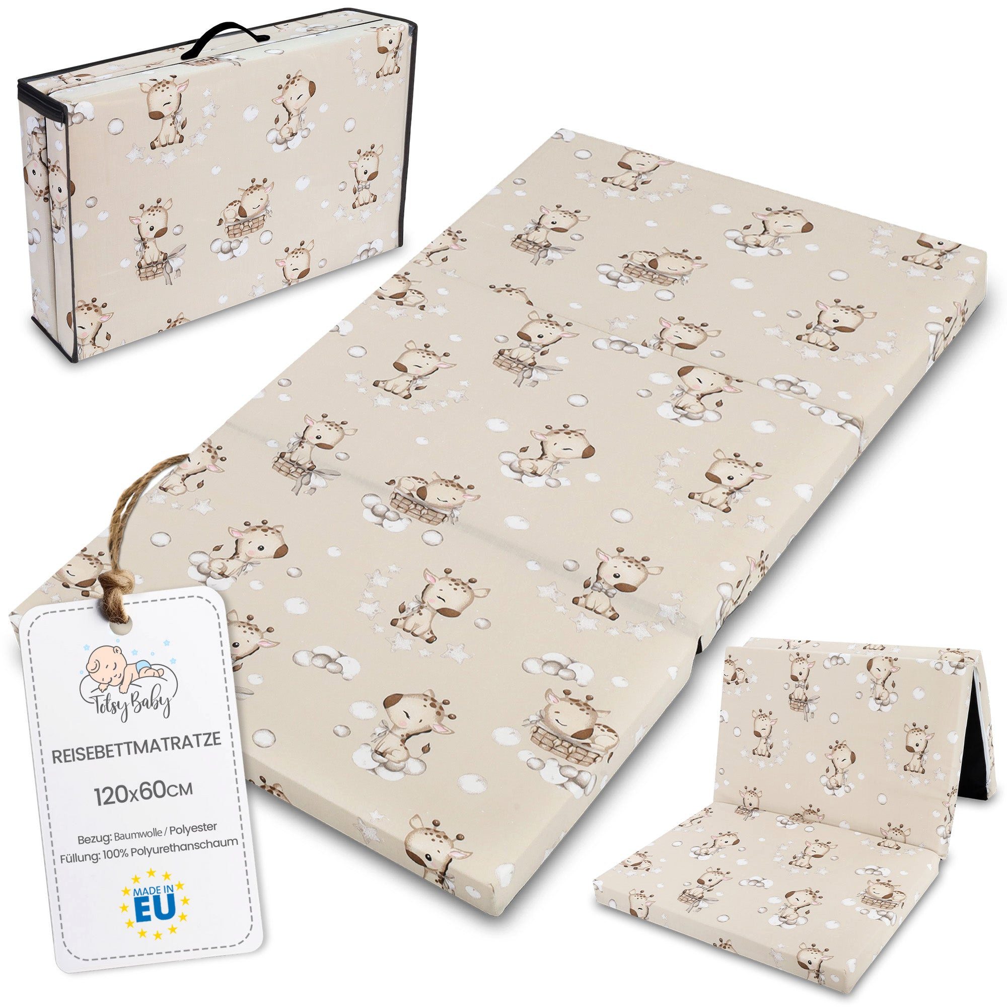 Babymatratze Klappmatratze Faltbare Reisebett Baby Matratze Faltmatratze 60x120 cm, Amazinggirl
