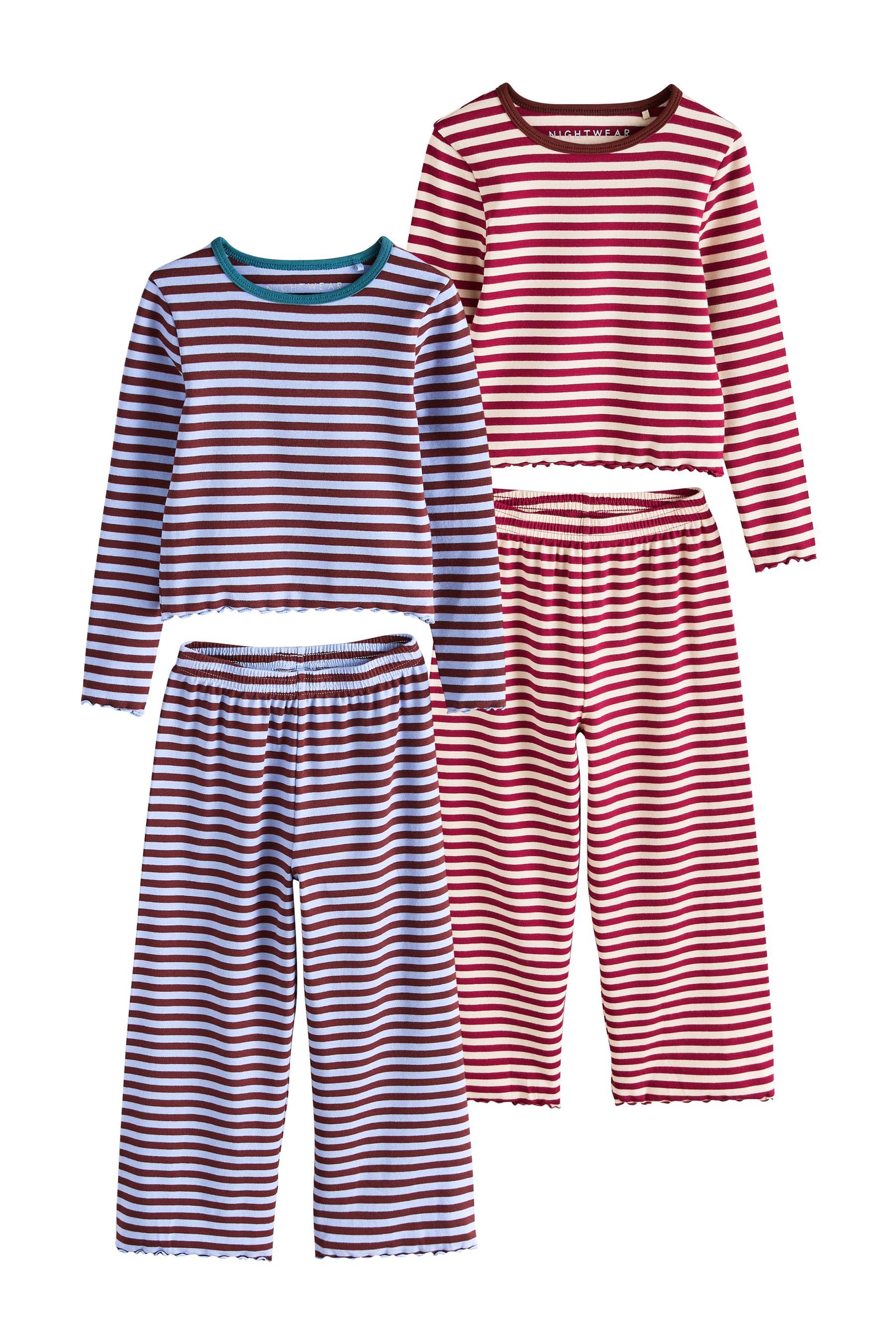 Next Pyjama Schlafanzüge mit weitem Bein & Streifen, 2er-Pack (4 tlg)