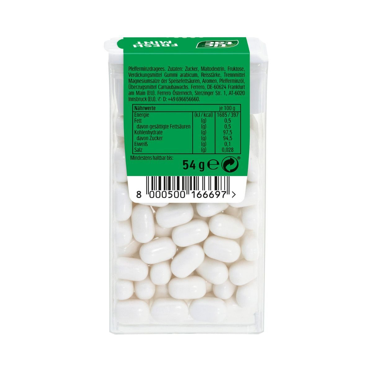 tic tac Süßigkeit, tic tac Fresh Mint Pfefferminz Dragees minzig erfrischend 54g