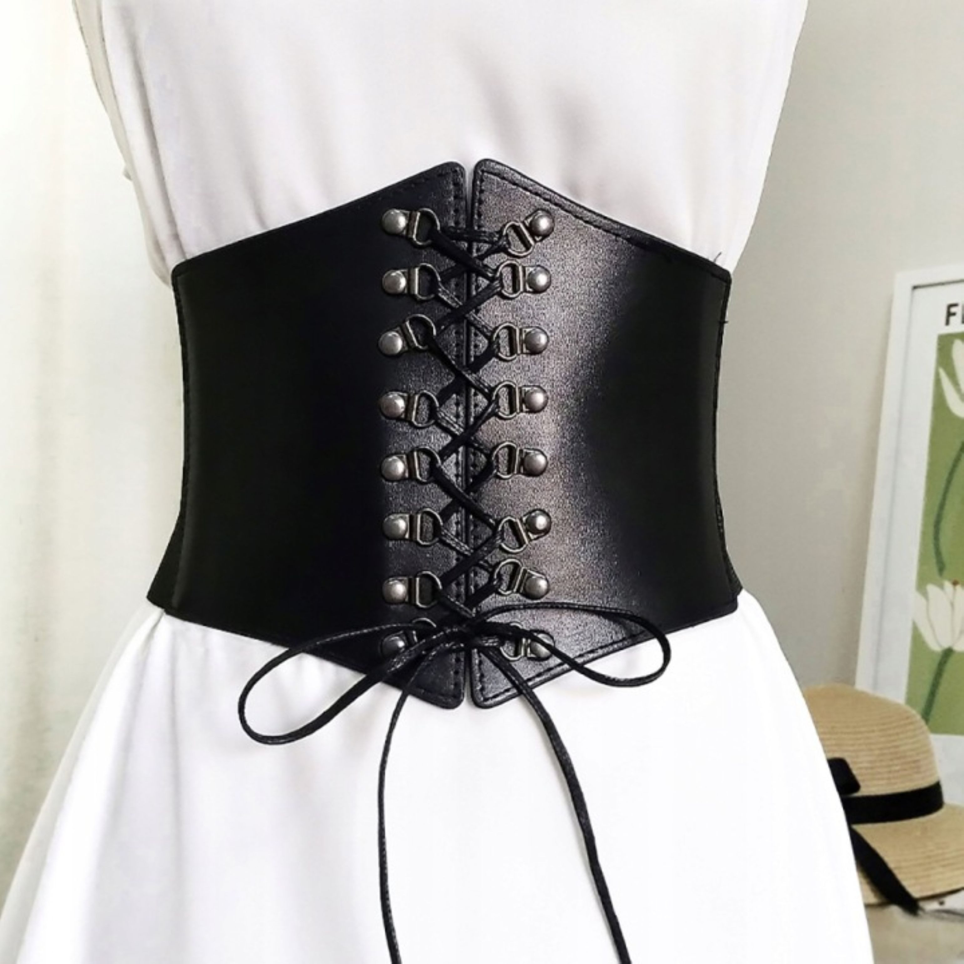 Promesso Taillengürtel Damen Taillengürtel Korsettgürtel Schnürgürtel Elastisch Schwarz (1-St)