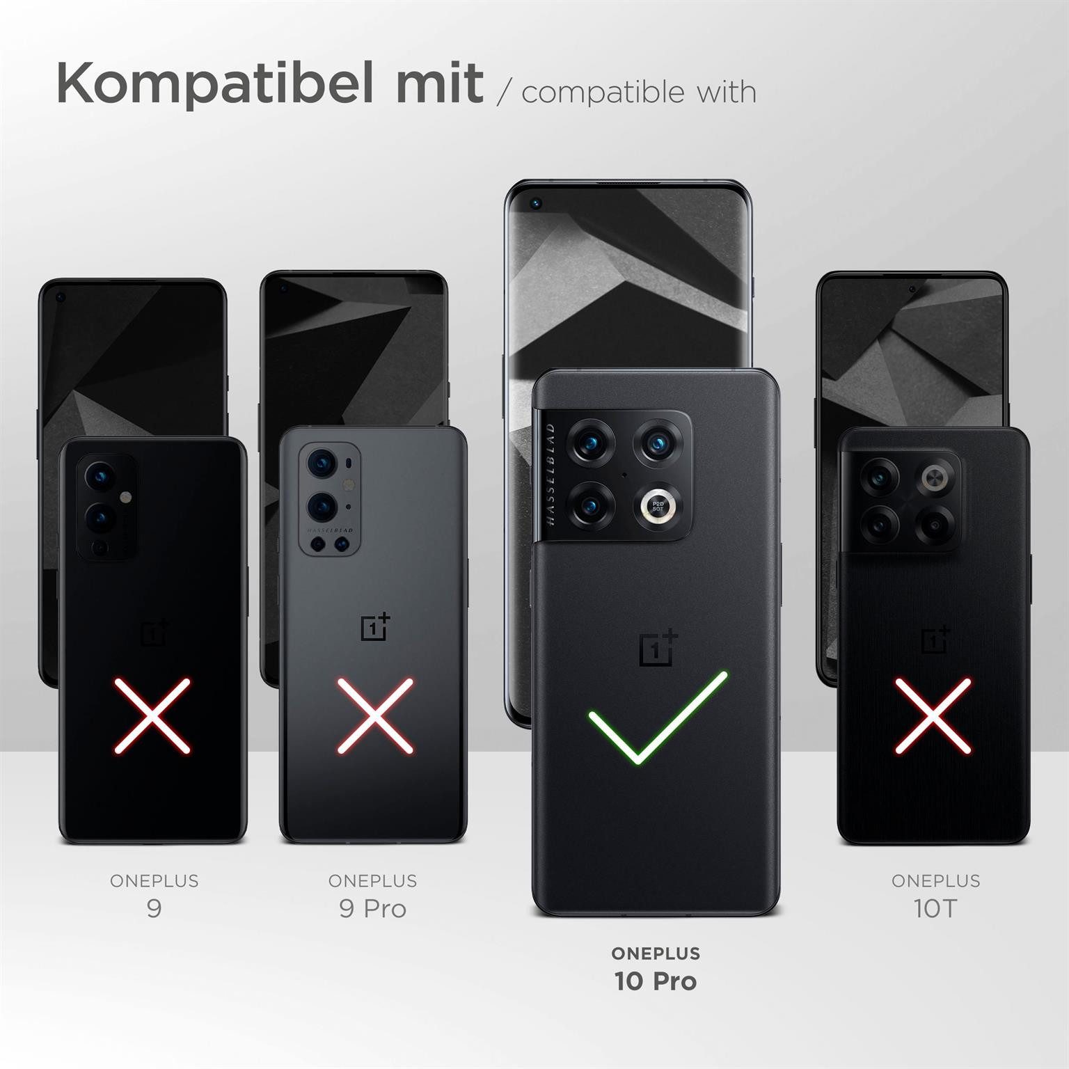 moex Handyhülle für OnePlus 10 Pro Hülle Klappbar Flip Case Schwarz 6,7 Zoll, 360 Grad Schutz Handytasche Leder Optik PU Lederhülle Cover Klapphülle
